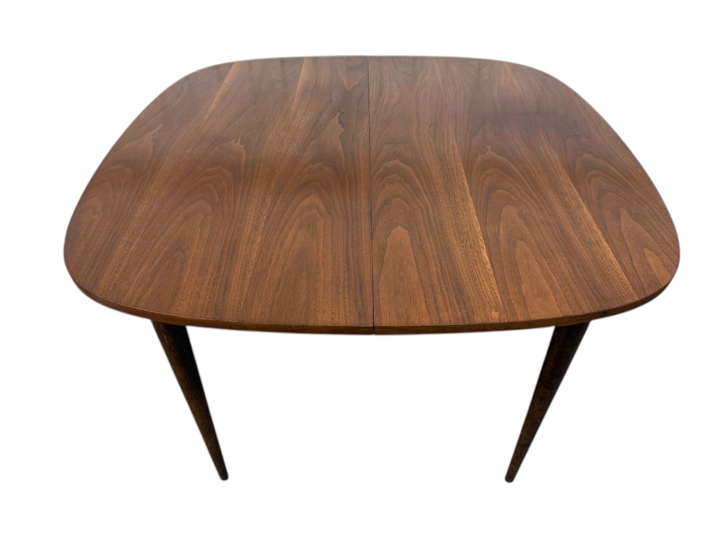 Mid-Century Modern Broyhill Walnut Dining Table W/1 Leaf – Refinished