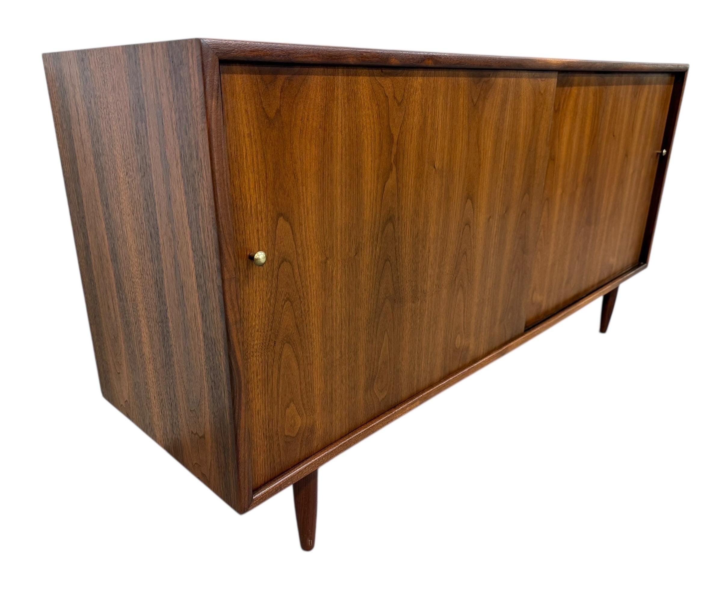 Mid-Century Modern Sliding Door Walnut Storage Cabinet - Image 2