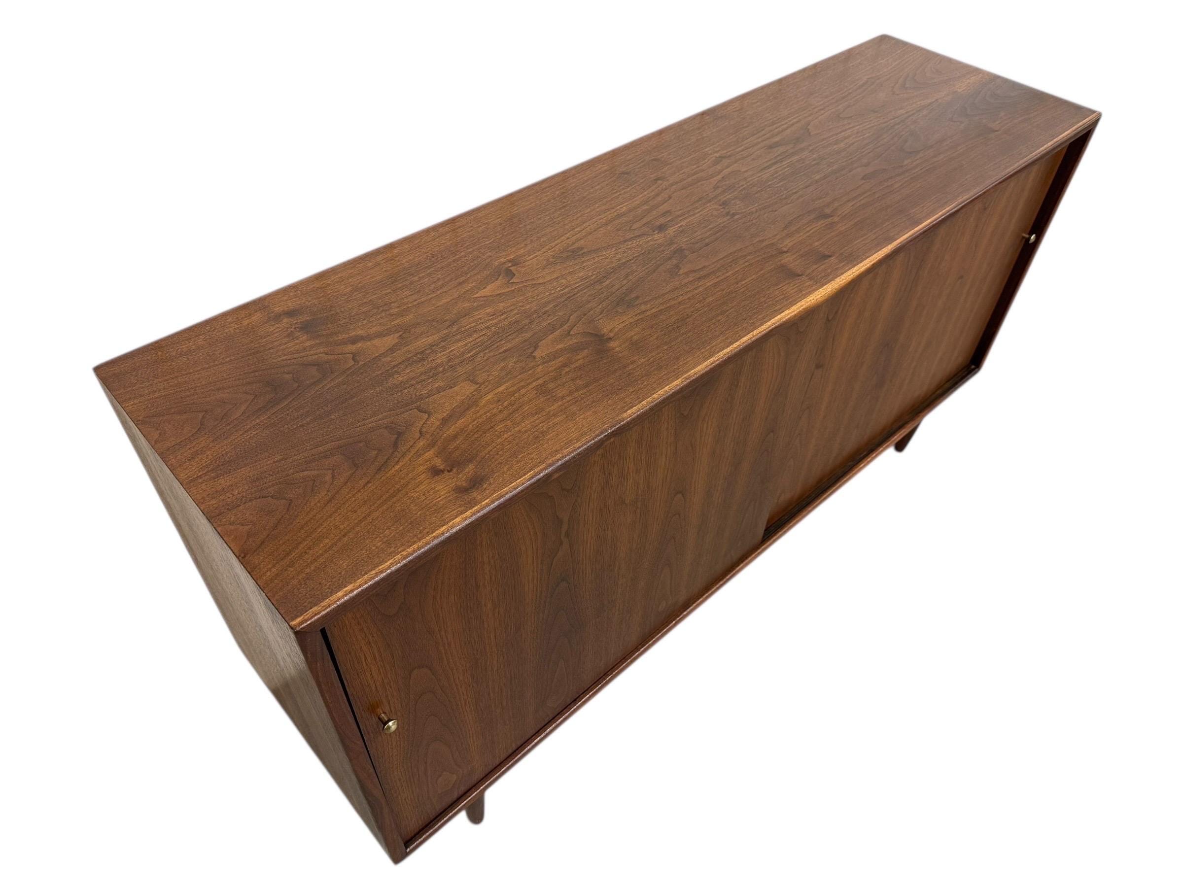 Mid-Century Modern Sliding Door Walnut Storage Cabinet - Image 4