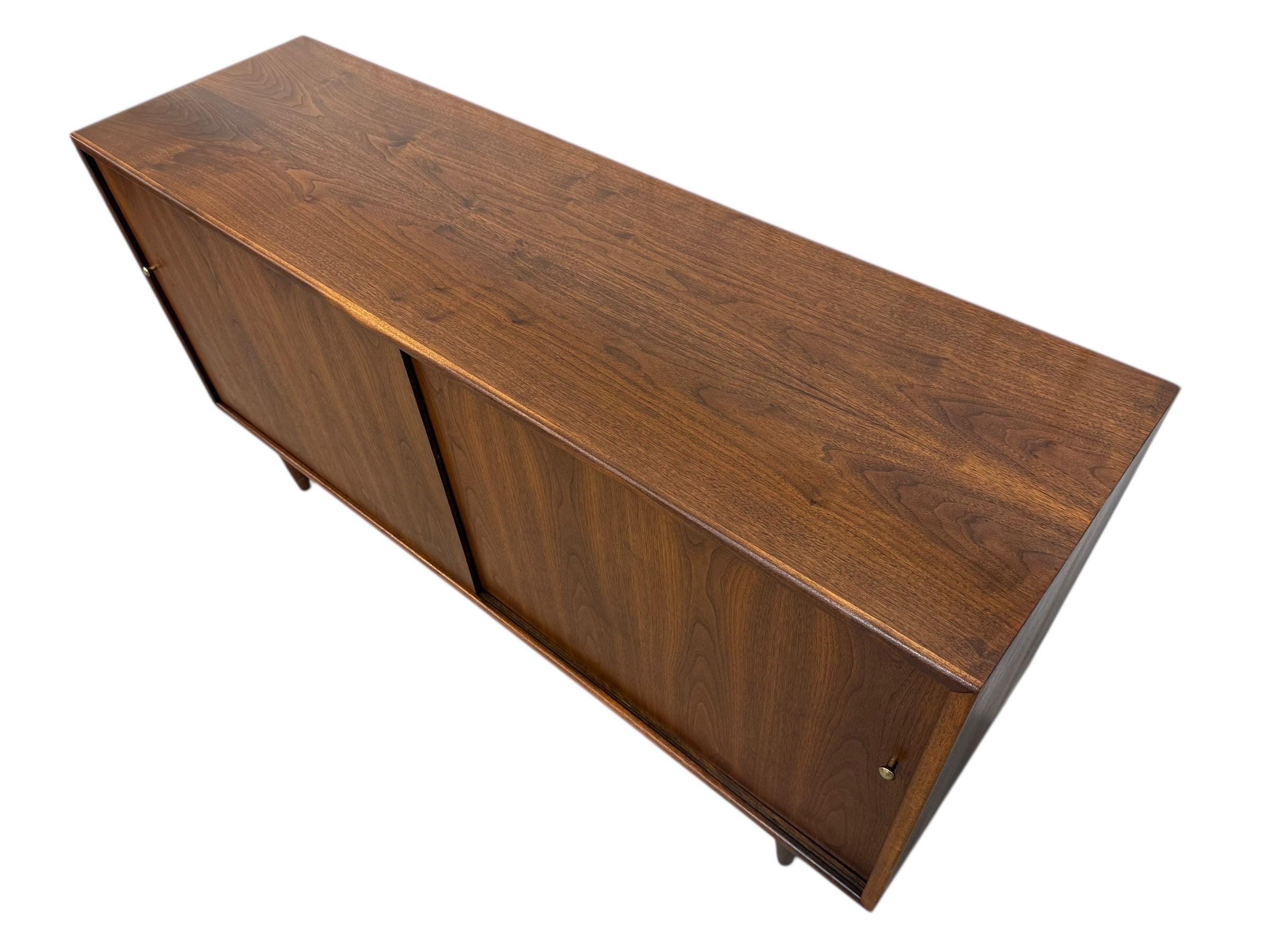 Mid-Century Modern Sliding Door Walnut Storage Cabinet - Image 5