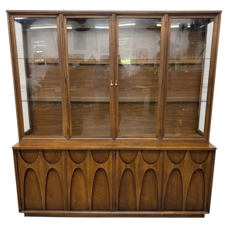 Mid-Century Modern Broyhill Brasilia 2-Piece Walnut China Cabinet