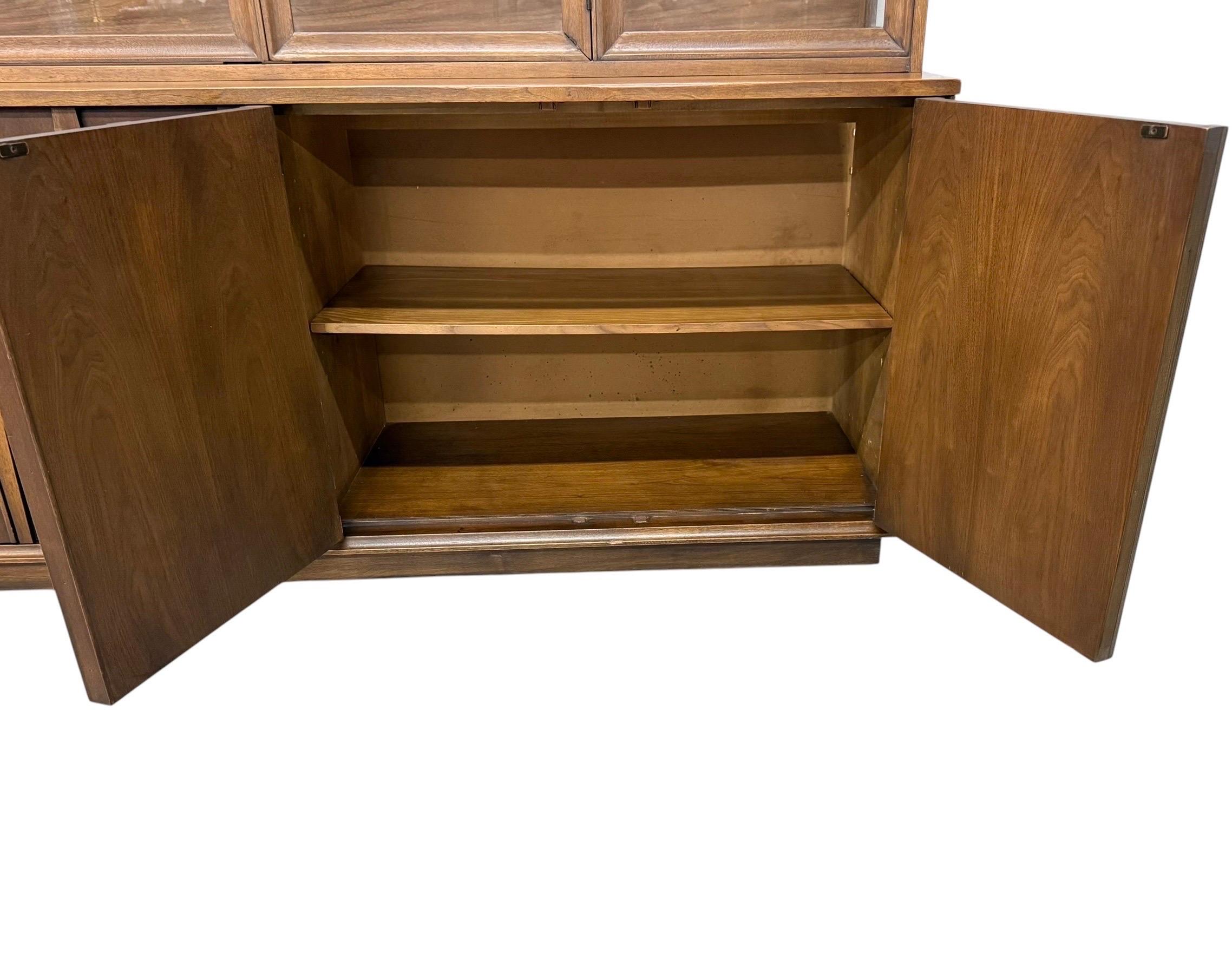 Mid-Century Modern Broyhill Brasilia 2-Piece Walnut China Cabinet - Image 6