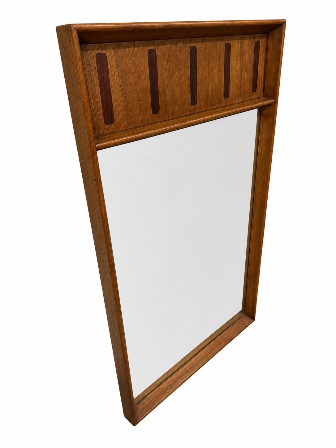 Mid-Century Modern Lane Walnut & Rosewood Mirror - Image 2
