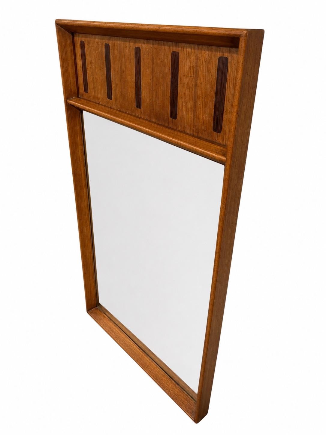 Mid-Century Modern Lane Walnut & Rosewood Mirror - Image 3