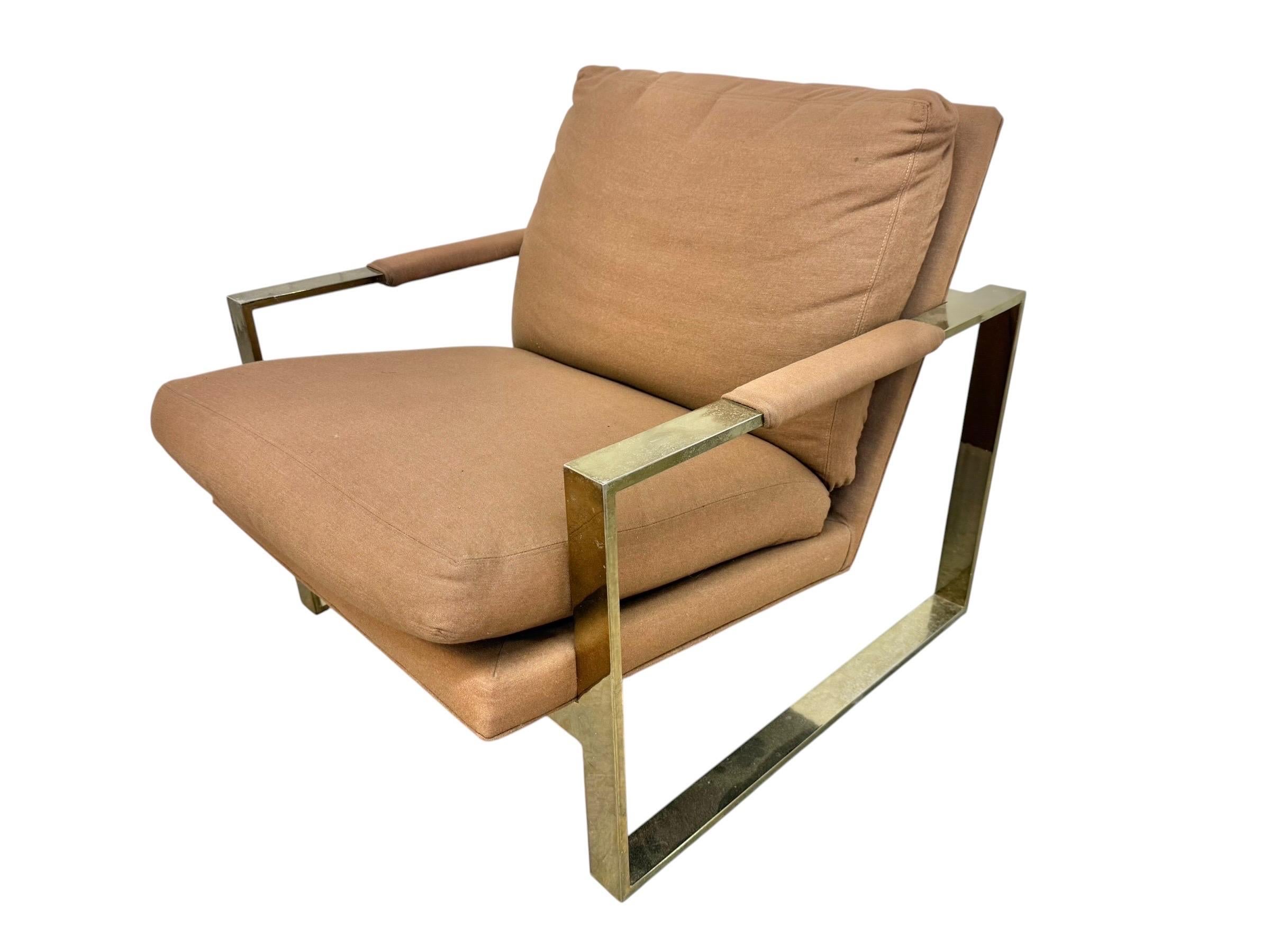 Vintage Thayer Coggin Flat Bar Brass Arm Chairs - Set of 2 - Image 5