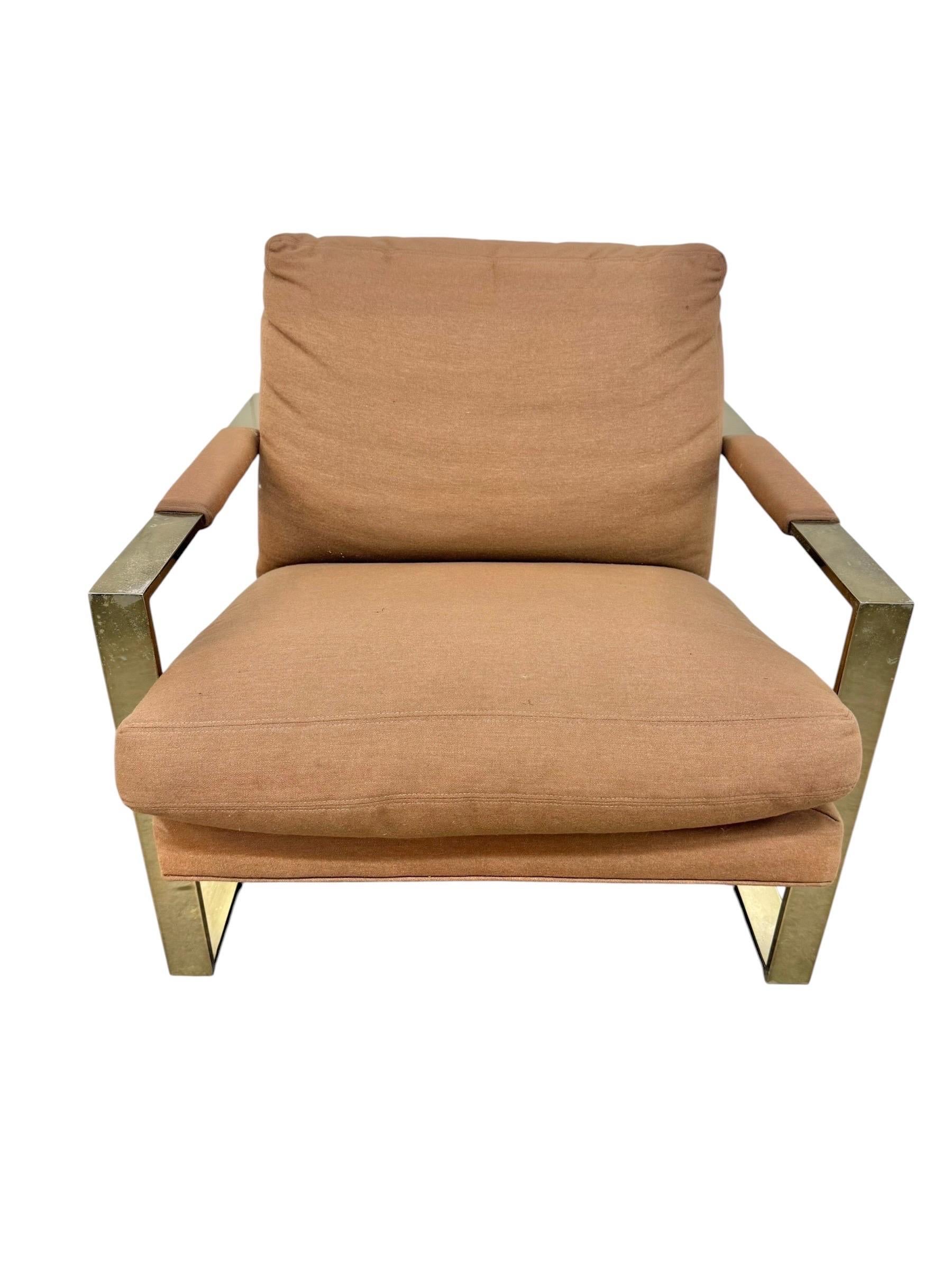 Vintage Thayer Coggin Flat Bar Brass Arm Chairs - Set of 2 - Image 6