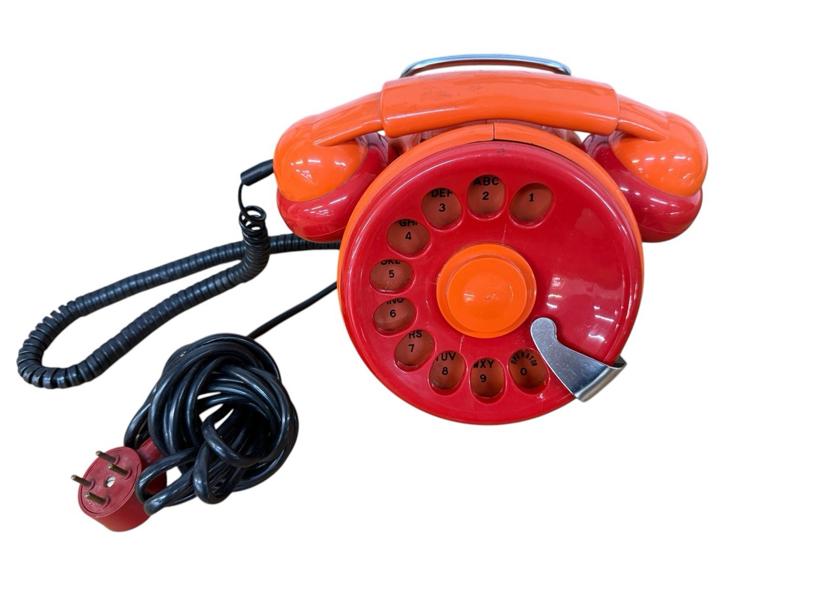 Mid-Century Italian Modern Sergio Todeschini 'Bobo' Telcer Orange Phone-RARE