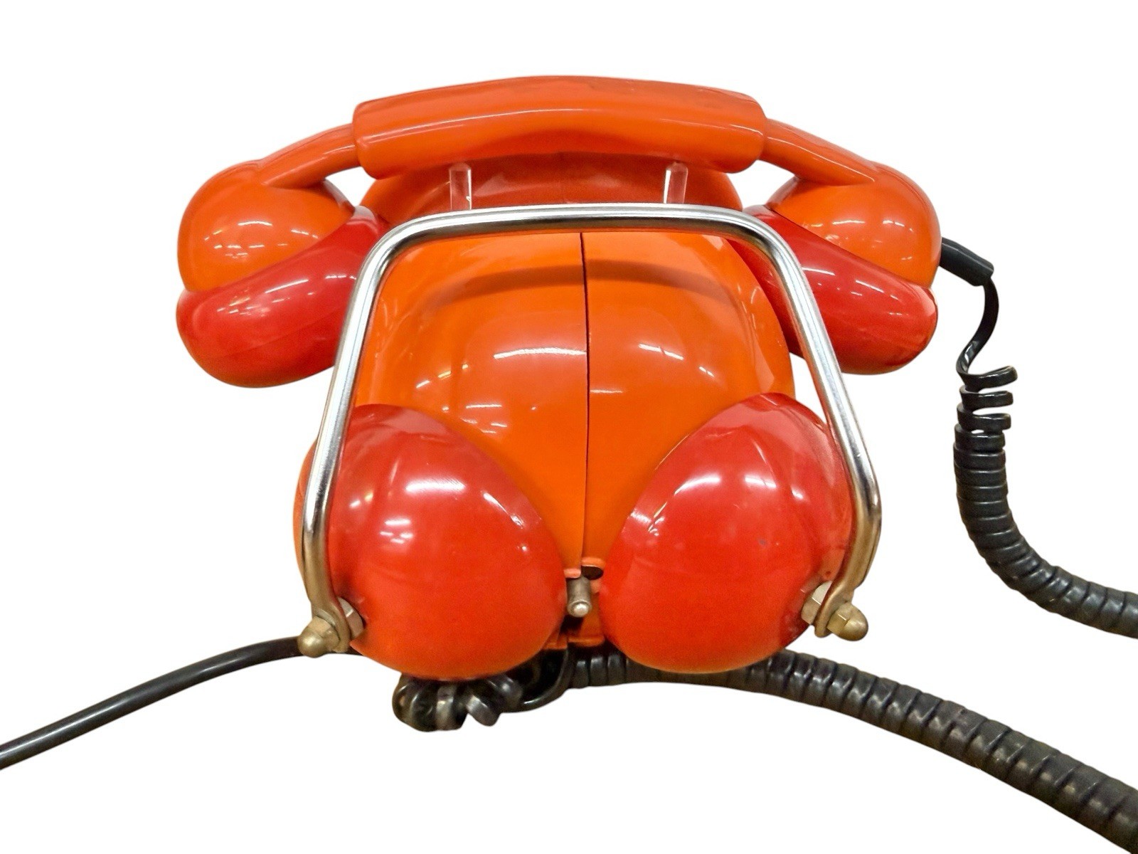 Mid-Century Italian Modern Sergio Todeschini 'Bobo' Telcer Orange Phone-RARE - Image 4