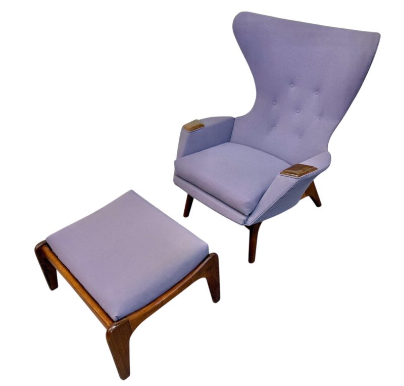 Mid-Century Adrian Pearsall Craft Associates 2231-C Walnut Wing Chair & Ottoman