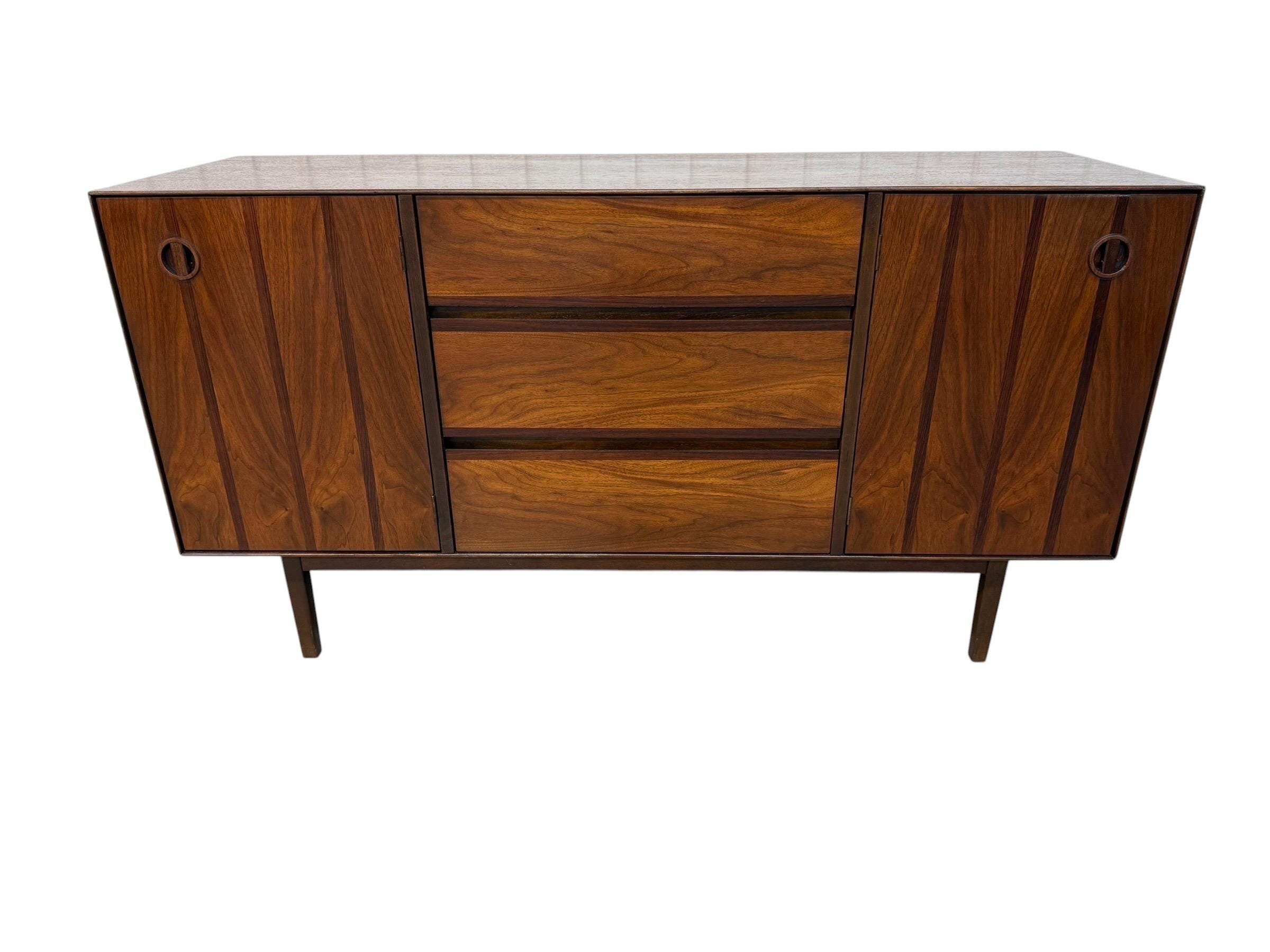 Mid-Century Modern Stanley Walnut Sideboard – Refinished!