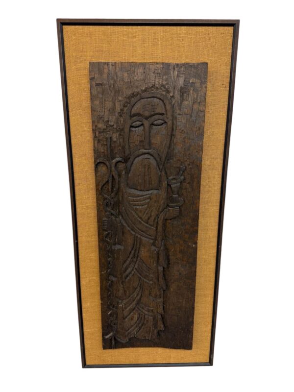 Mid-Century Modern Carved Jesus Religious Wall Art