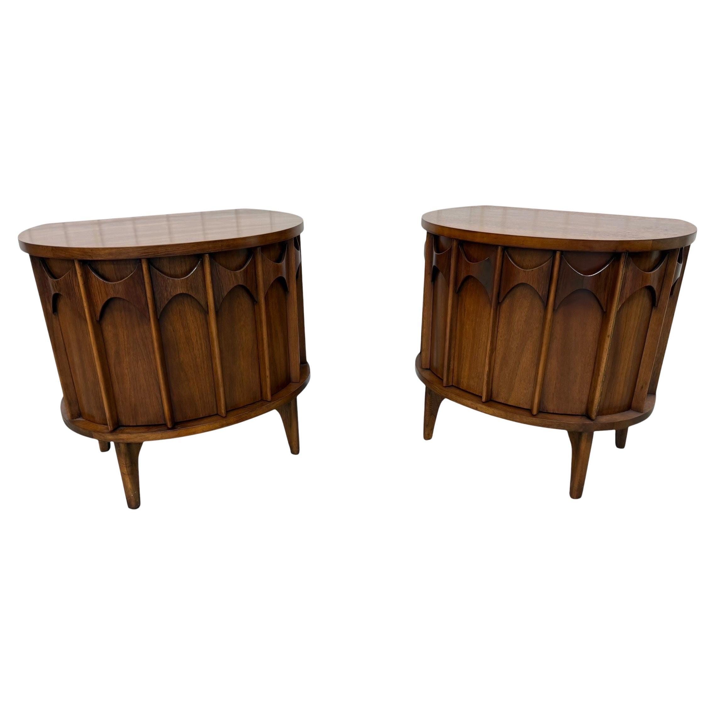 Mid-Century Modern Kent Coffey Perspecta Commode Walnut Nightstands – Set of 2