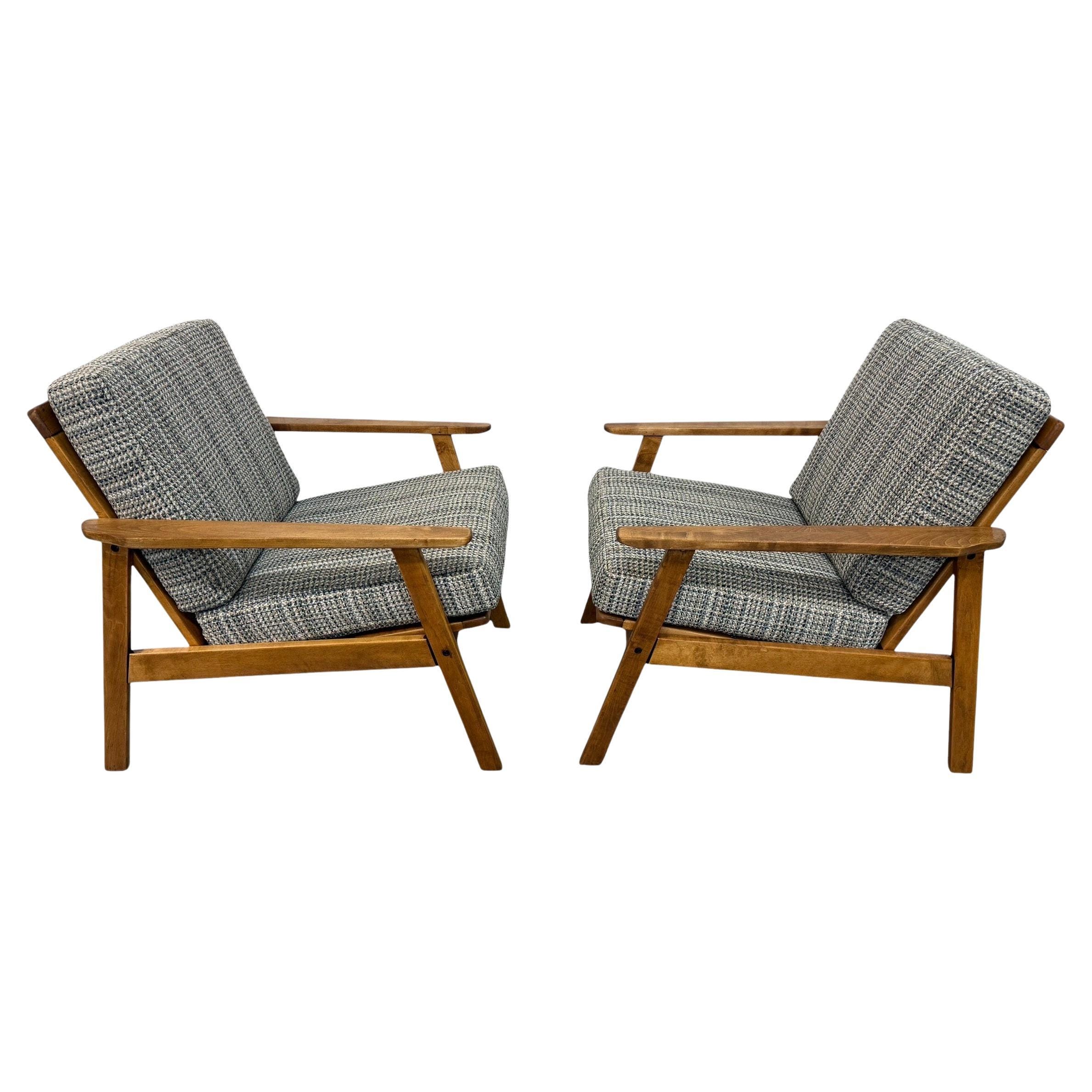 Mid-Century Modern Walnut Arm Chairs – Set of 2