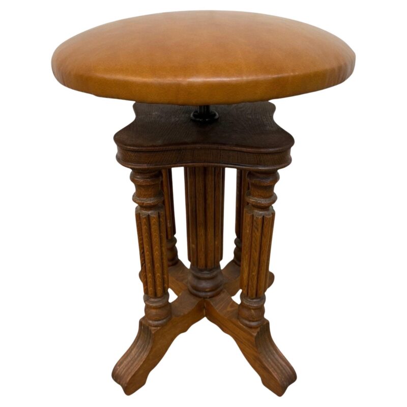 Antique Victorian Oak Piano Stool