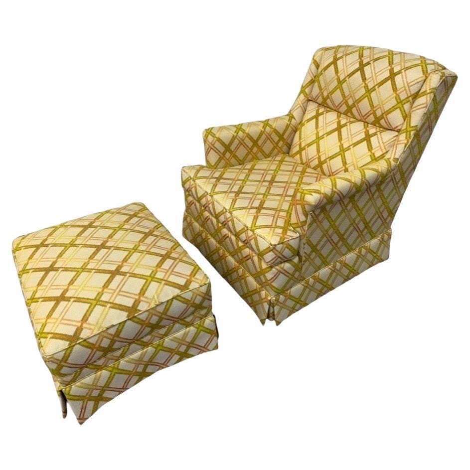 Mid-Century Modern Yellow Lounge Chair & Ottoman
