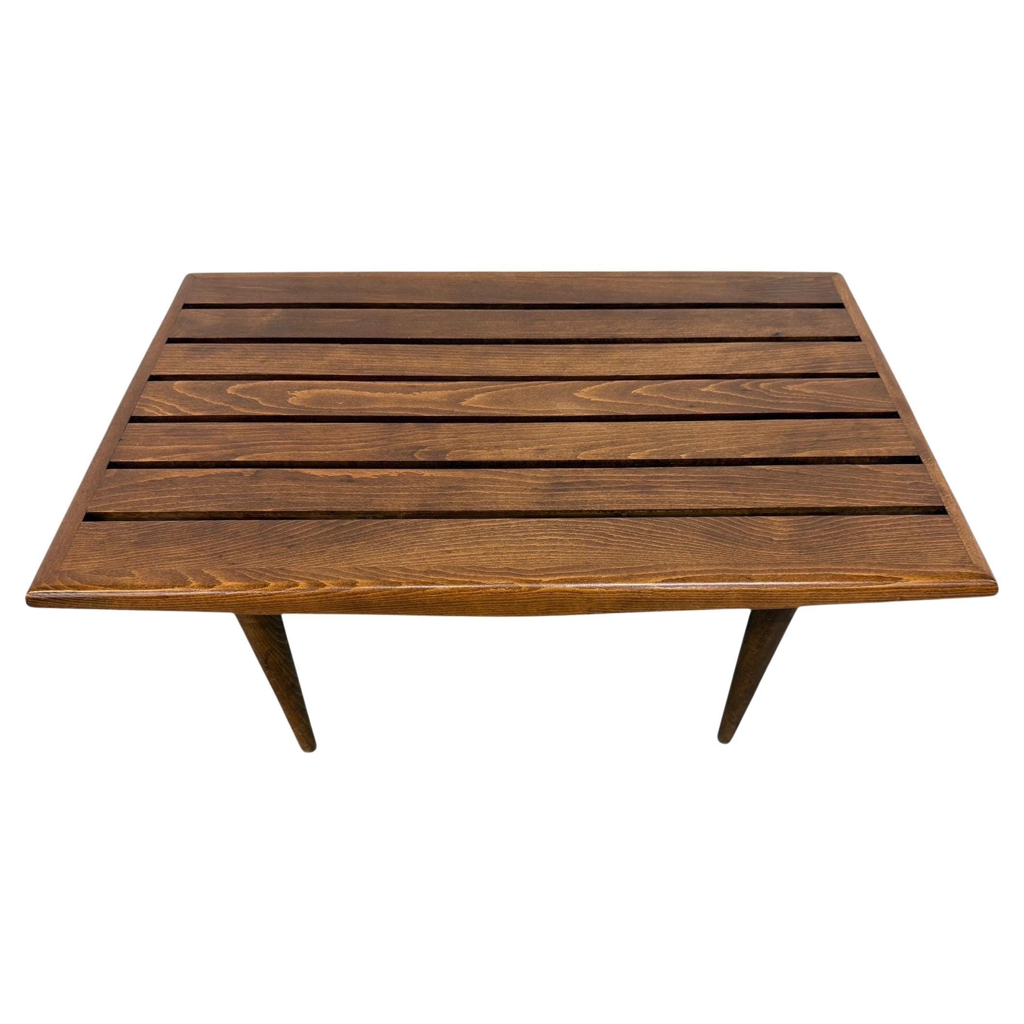 Mid-Century Modern Walnut Slatted Bench – Refinished!