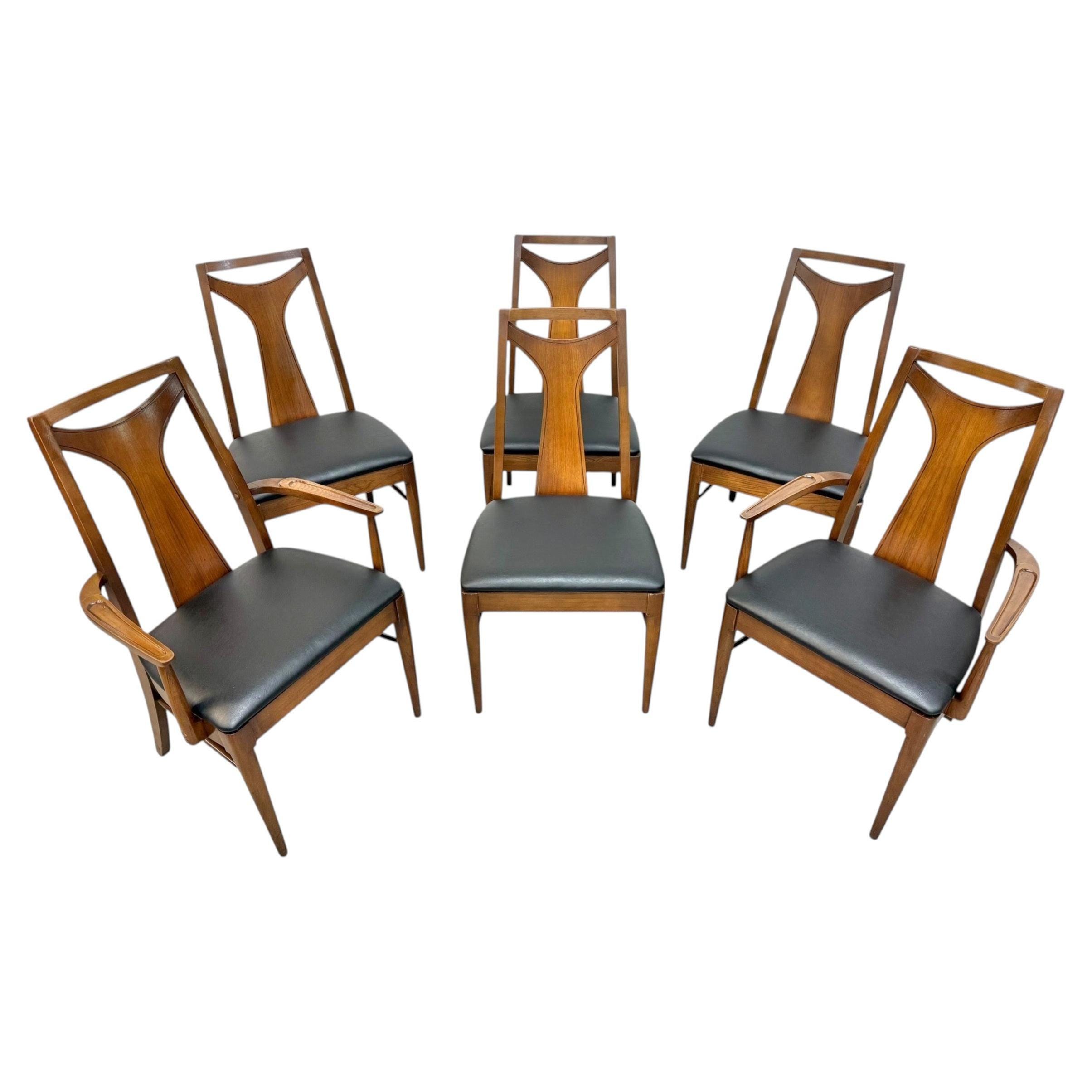 Mid-Century Modern Kent Coffey Perspecta Walnut Dining Chairs – Set of 6