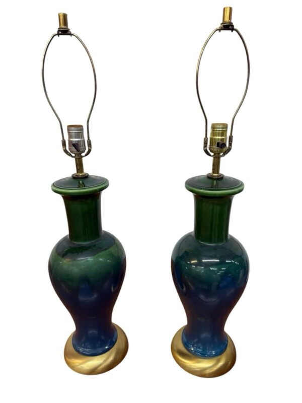Mid-Century Modern Royal Haeger Green/Blue Drip Lamps – Set of 2 – WORKING!
