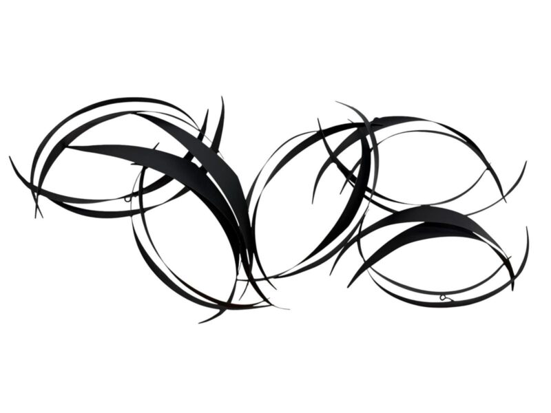 Vintage Curtis Jere 1990’s Abstract “Flight” Black Metal Wall Sculpture 50”