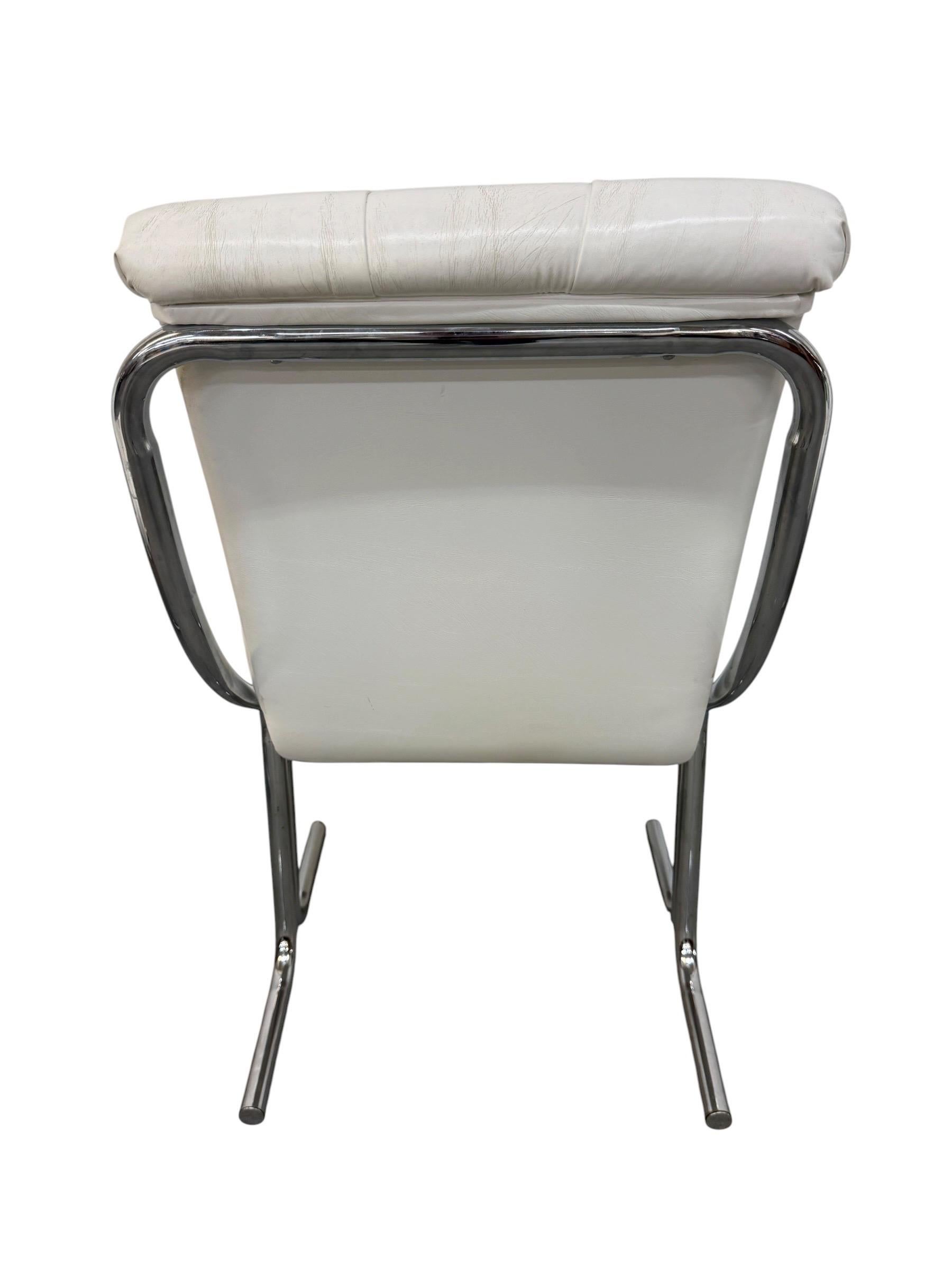 Mid-Century Modern Daystrom White Vinyl Tubular Chrome Dining Chairs - Set of 6 - Image 6