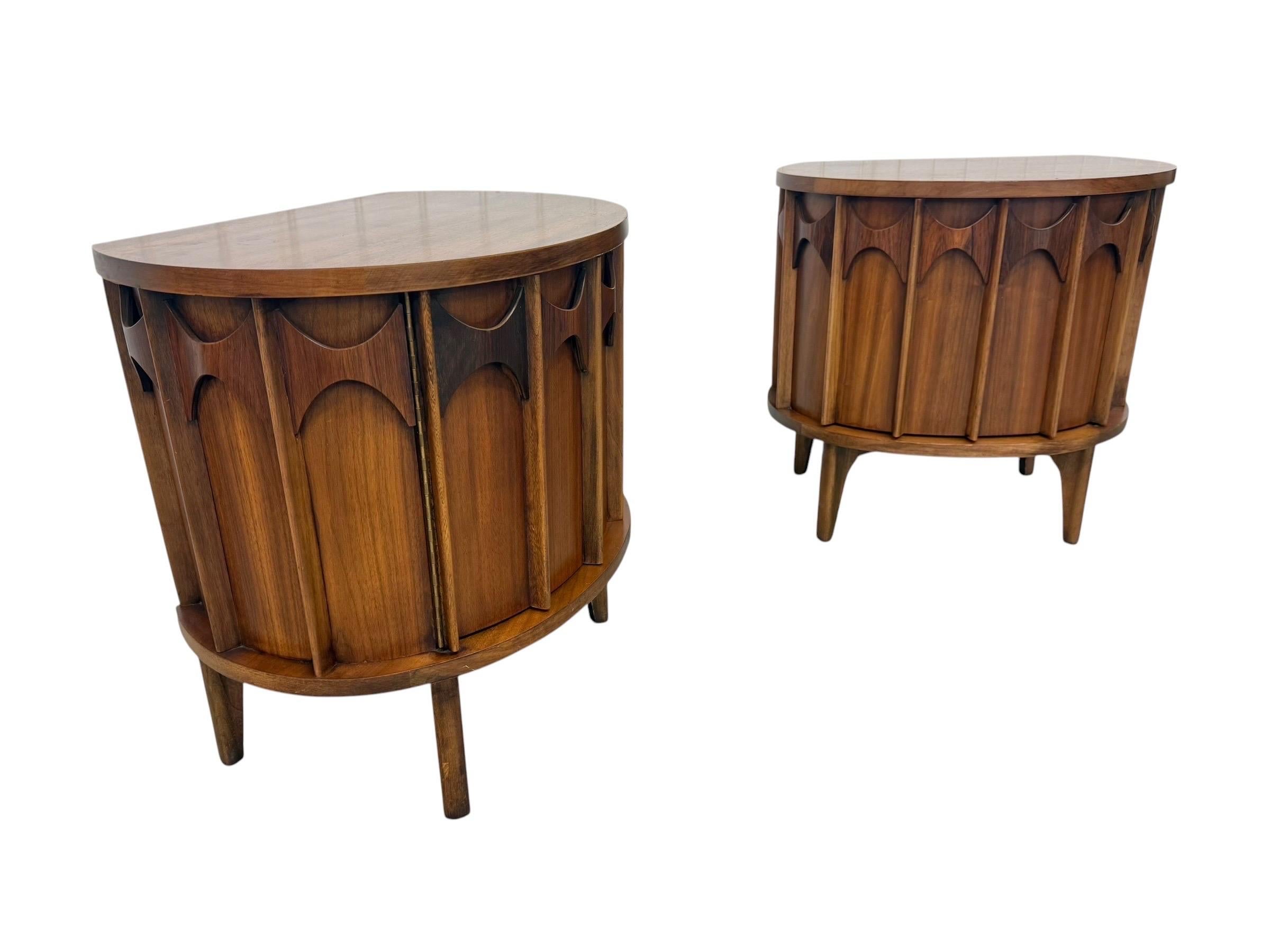 Mid-Century Modern Kent Coffey "Perspecta" Walnut Commode Nightstands - Set of 2 - Image 2