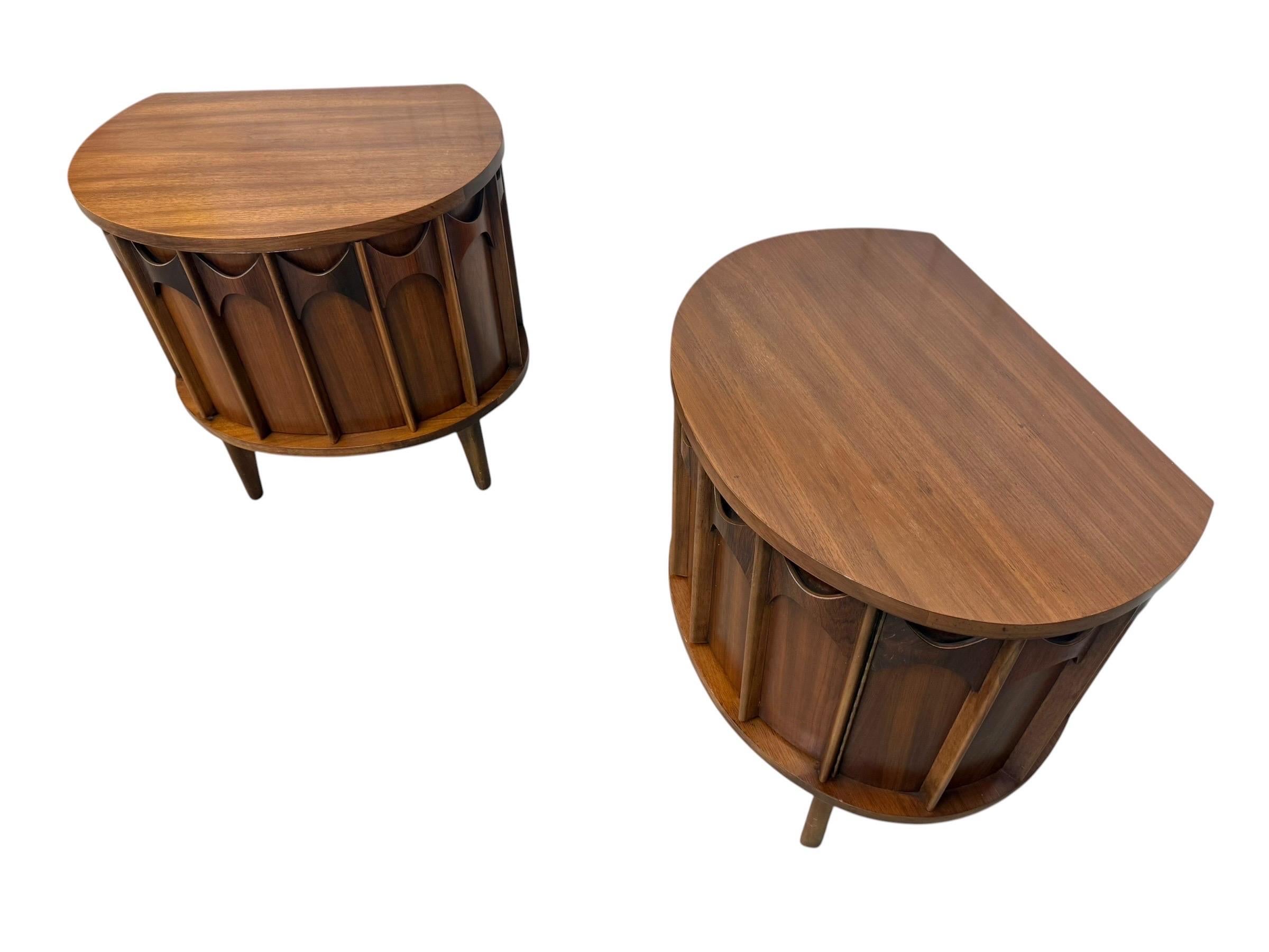 Mid-Century Modern Kent Coffey "Perspecta" Walnut Commode Nightstands - Set of 2 - Image 6