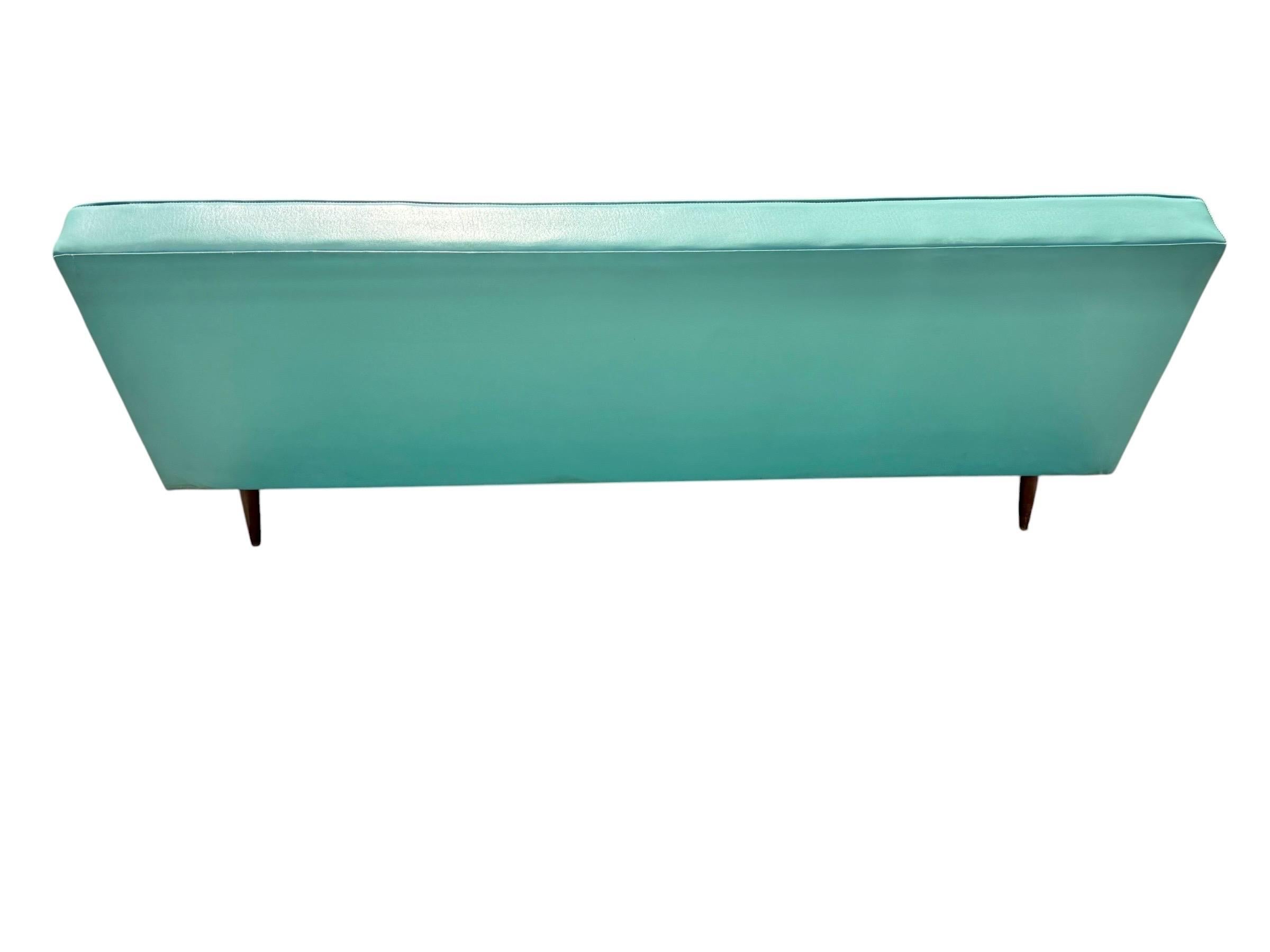 Mid-Century Modern Turquoise & Walnut Sofa - Image 6
