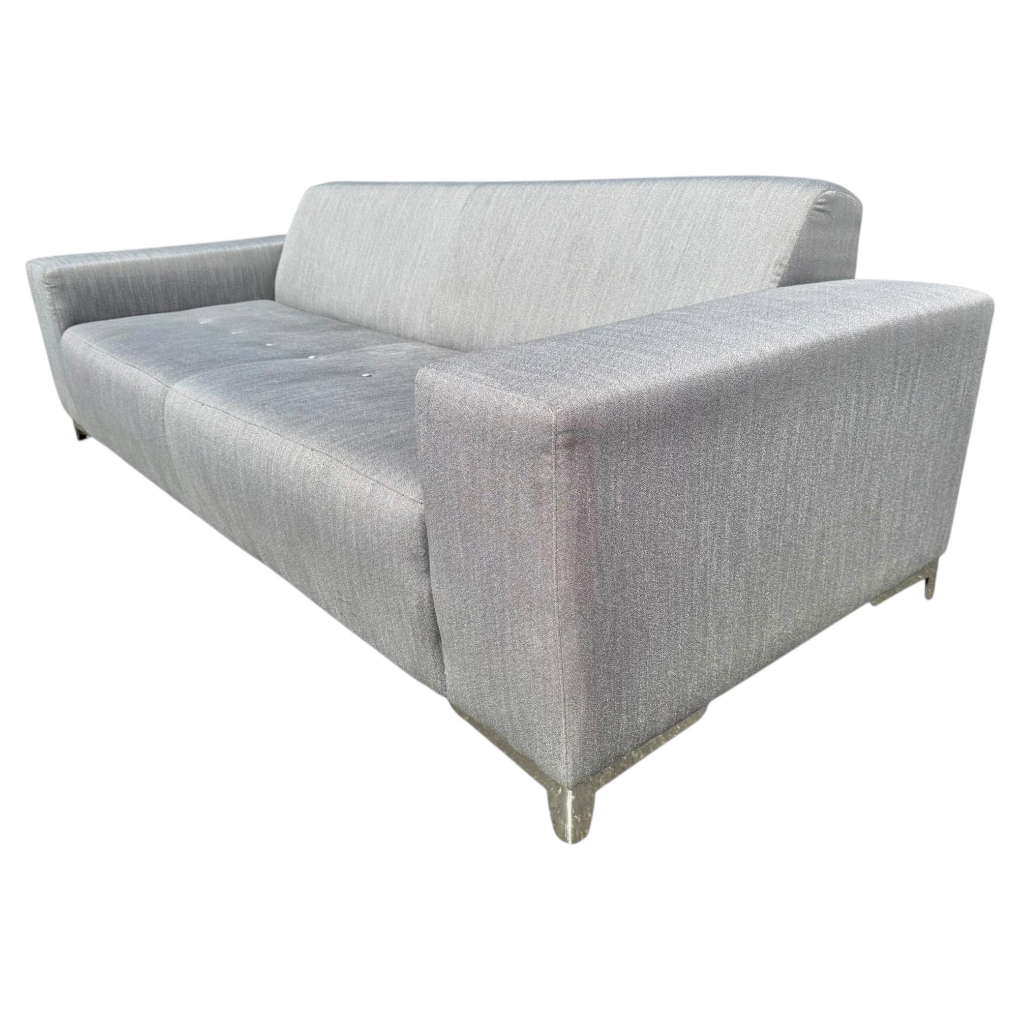 Modern Thayer Coggin Silver Upholstered Sofa