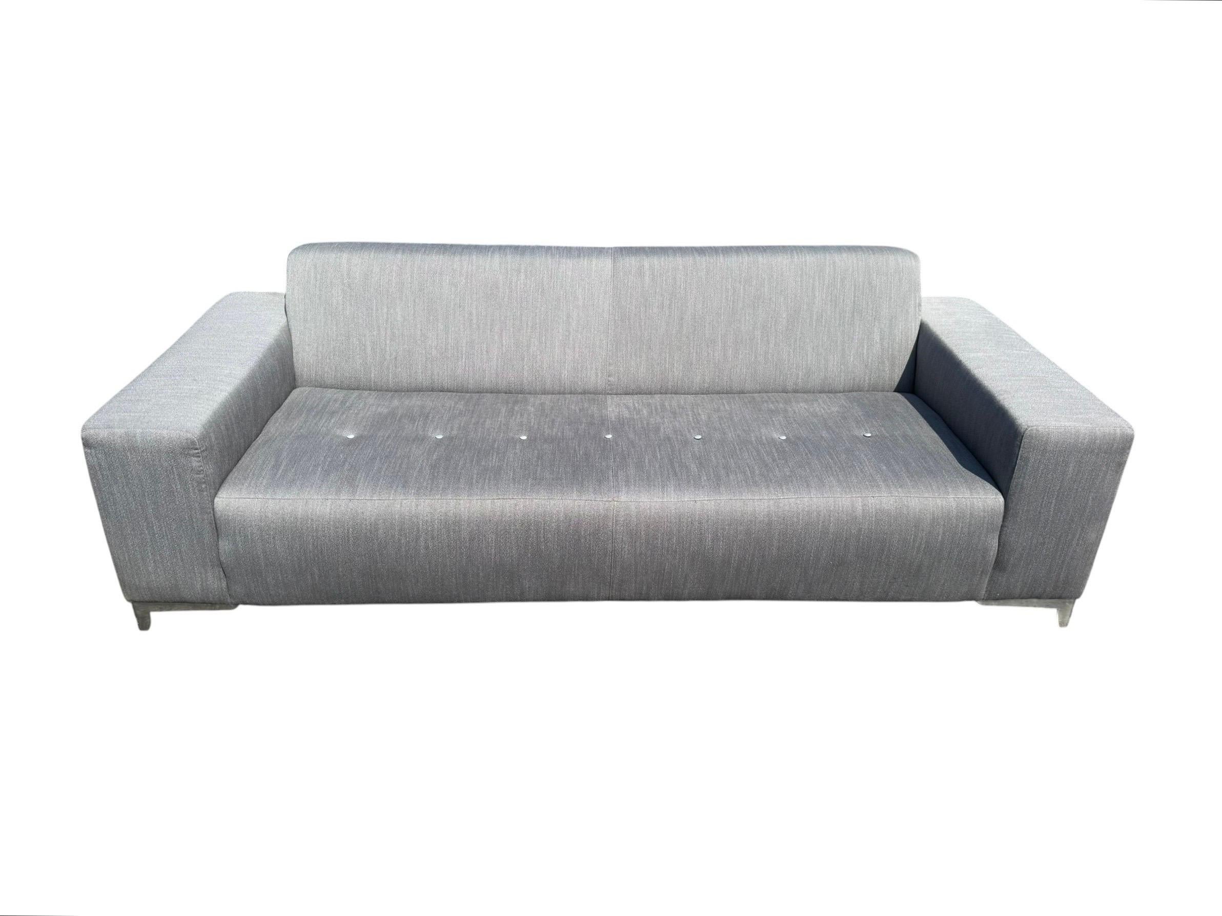 Modern Thayer Coggin Silver Upholstered Sofa - Image 2