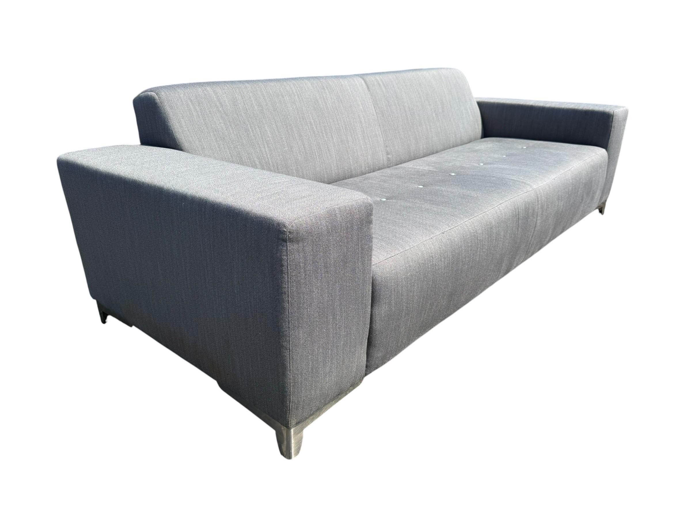 Modern Thayer Coggin Silver Upholstered Sofa - Image 3