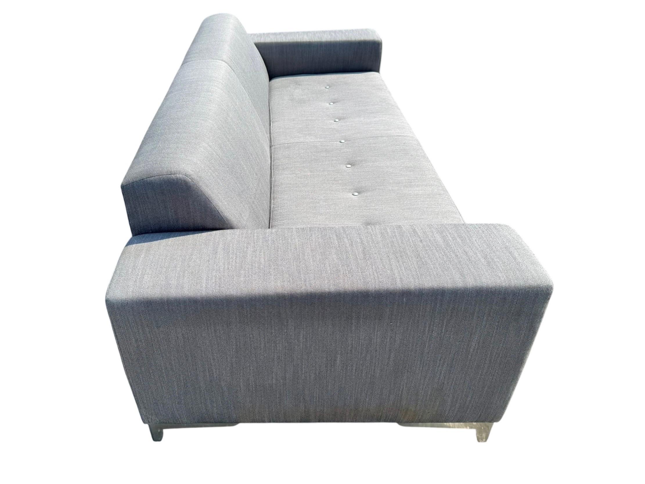 Modern Thayer Coggin Silver Upholstered Sofa - Image 4