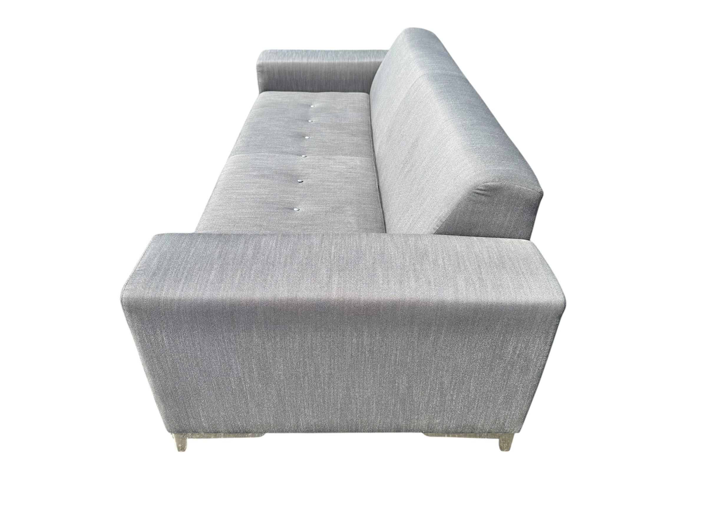 Modern Thayer Coggin Silver Upholstered Sofa - Image 5