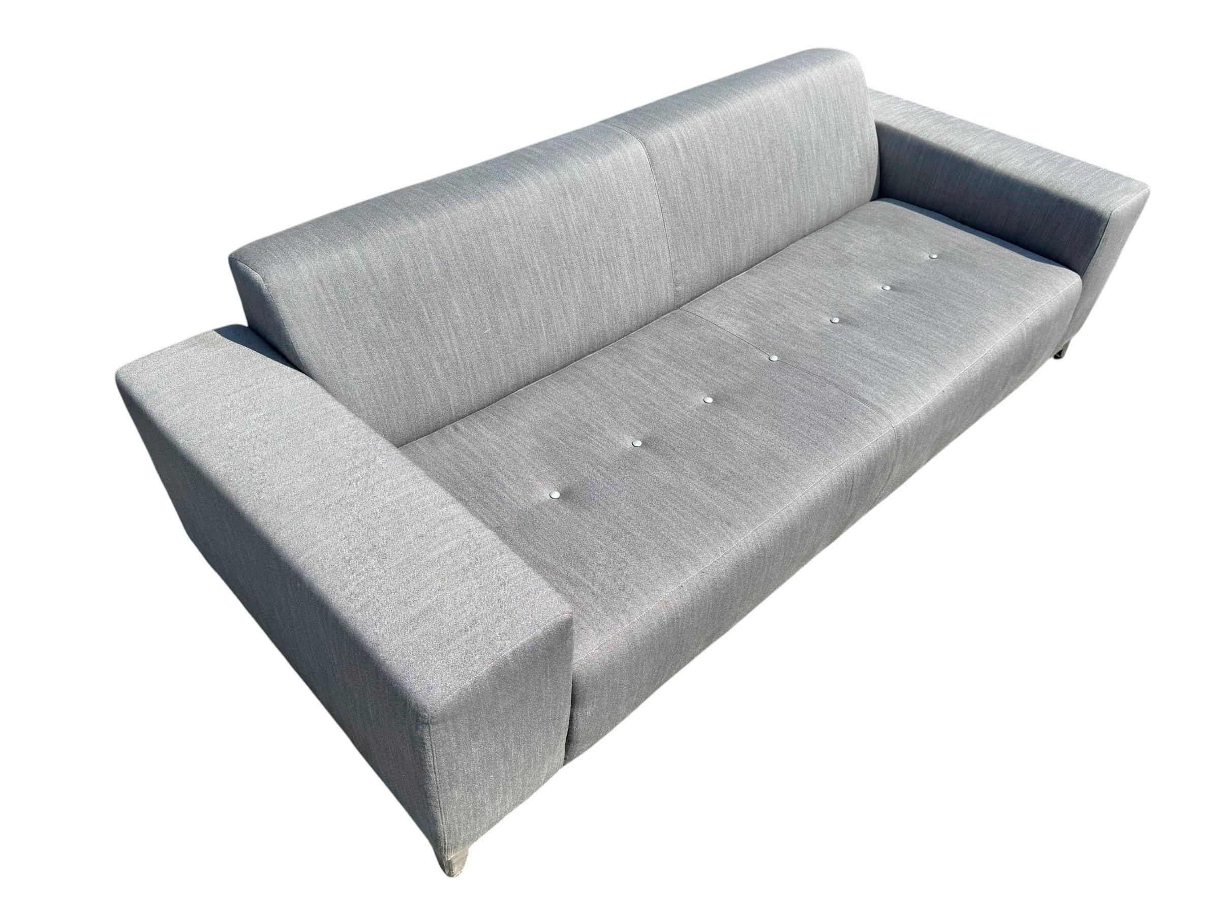 Modern Thayer Coggin Silver Upholstered Sofa - Image 6