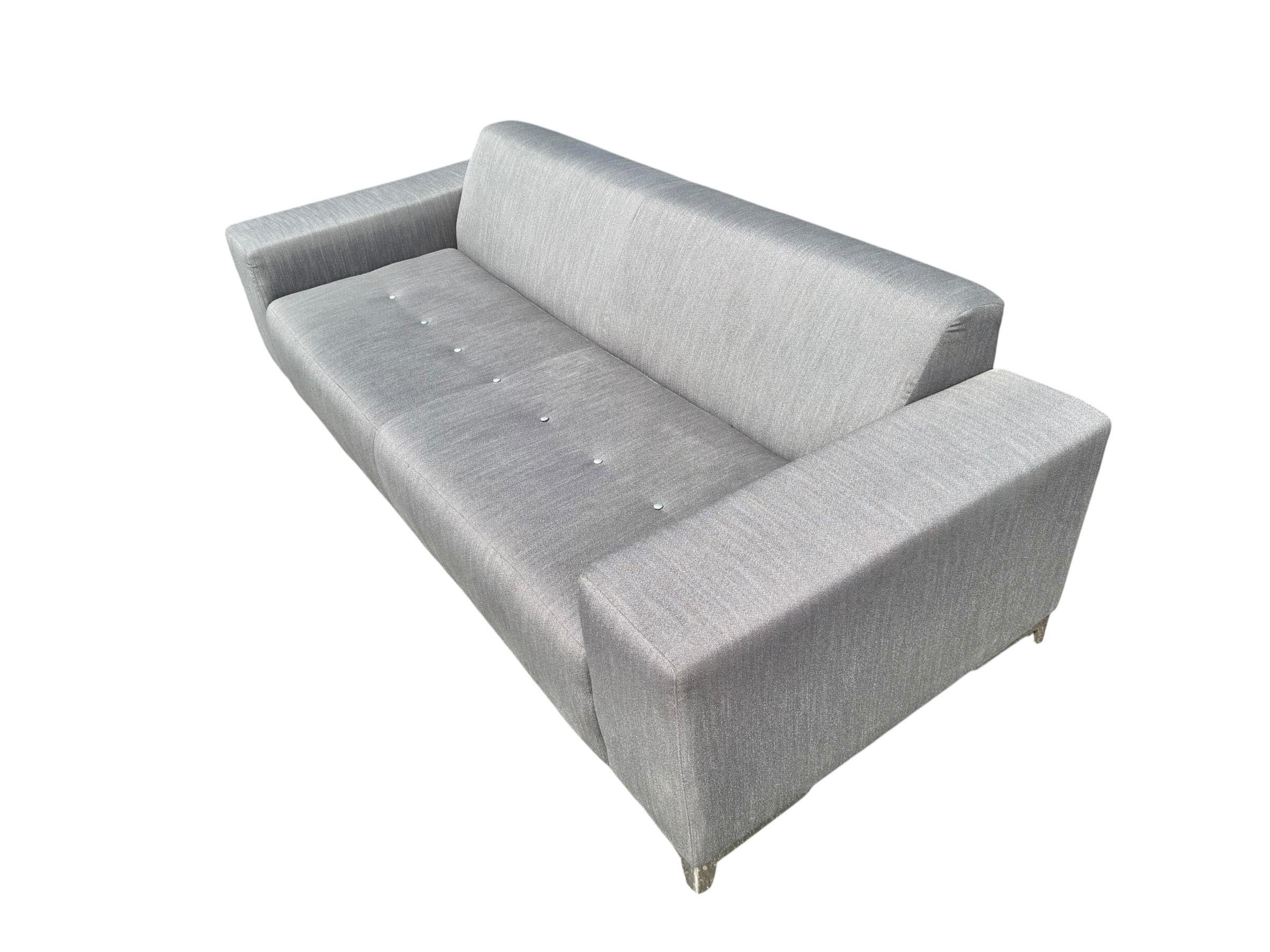 Modern Thayer Coggin Silver Upholstered Sofa - Image 7