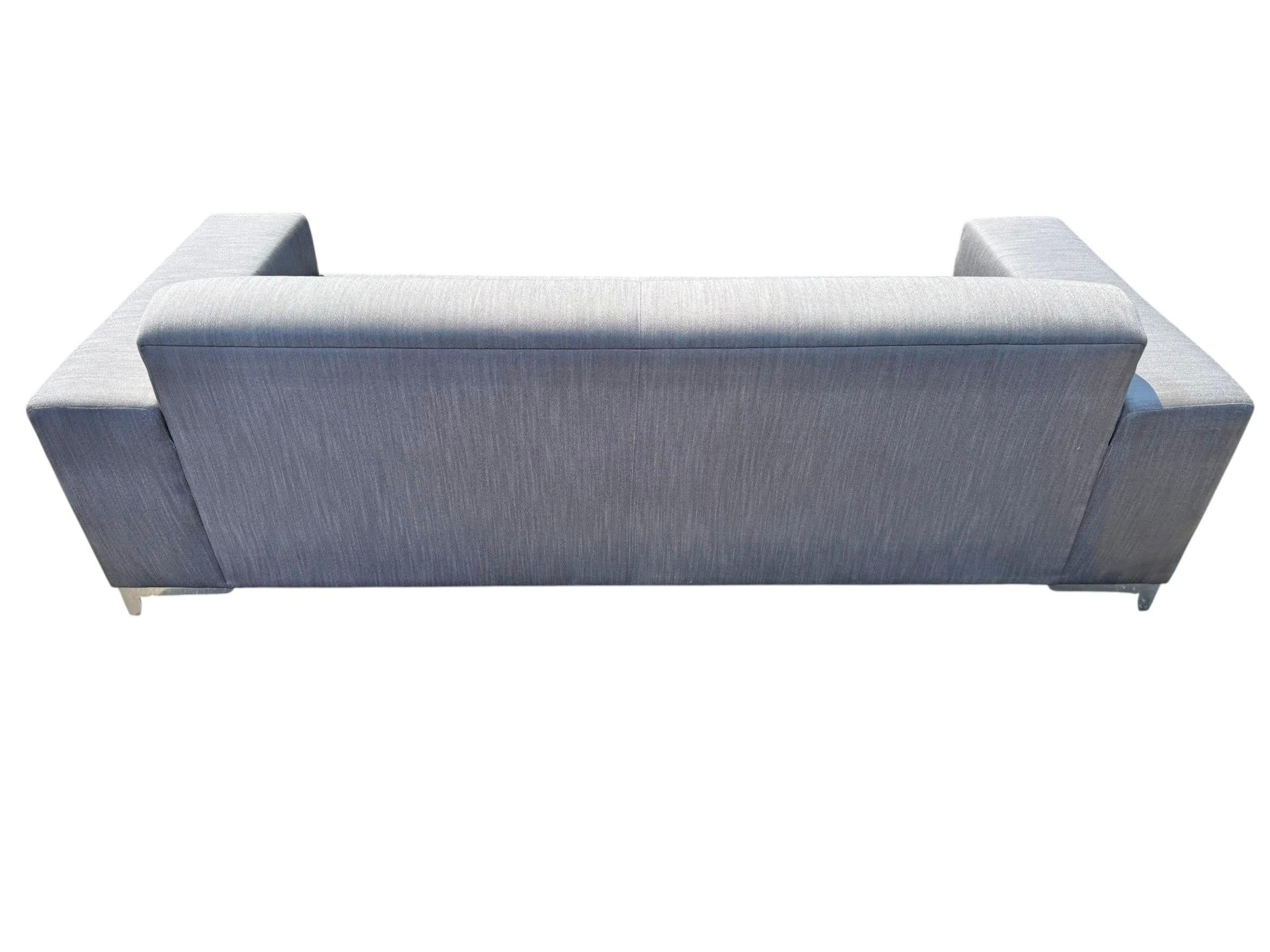 Modern Thayer Coggin Silver Upholstered Sofa - Image 8