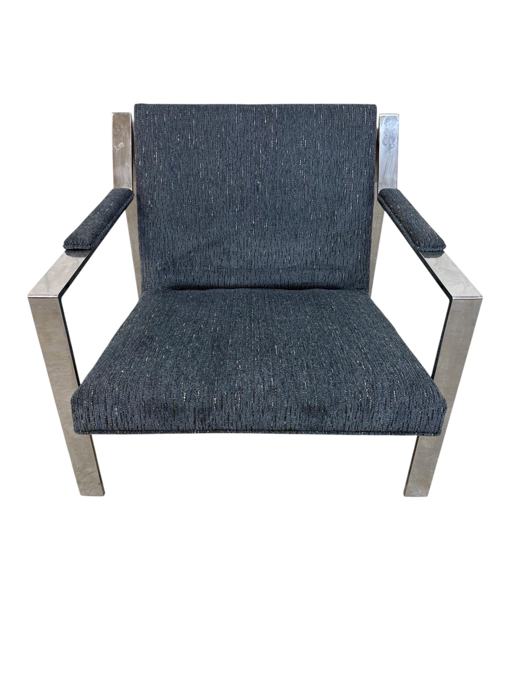 Vintage Milo Baughman Style Flat Bar Chrome Arm Chairs - Set of 2 - Image 8