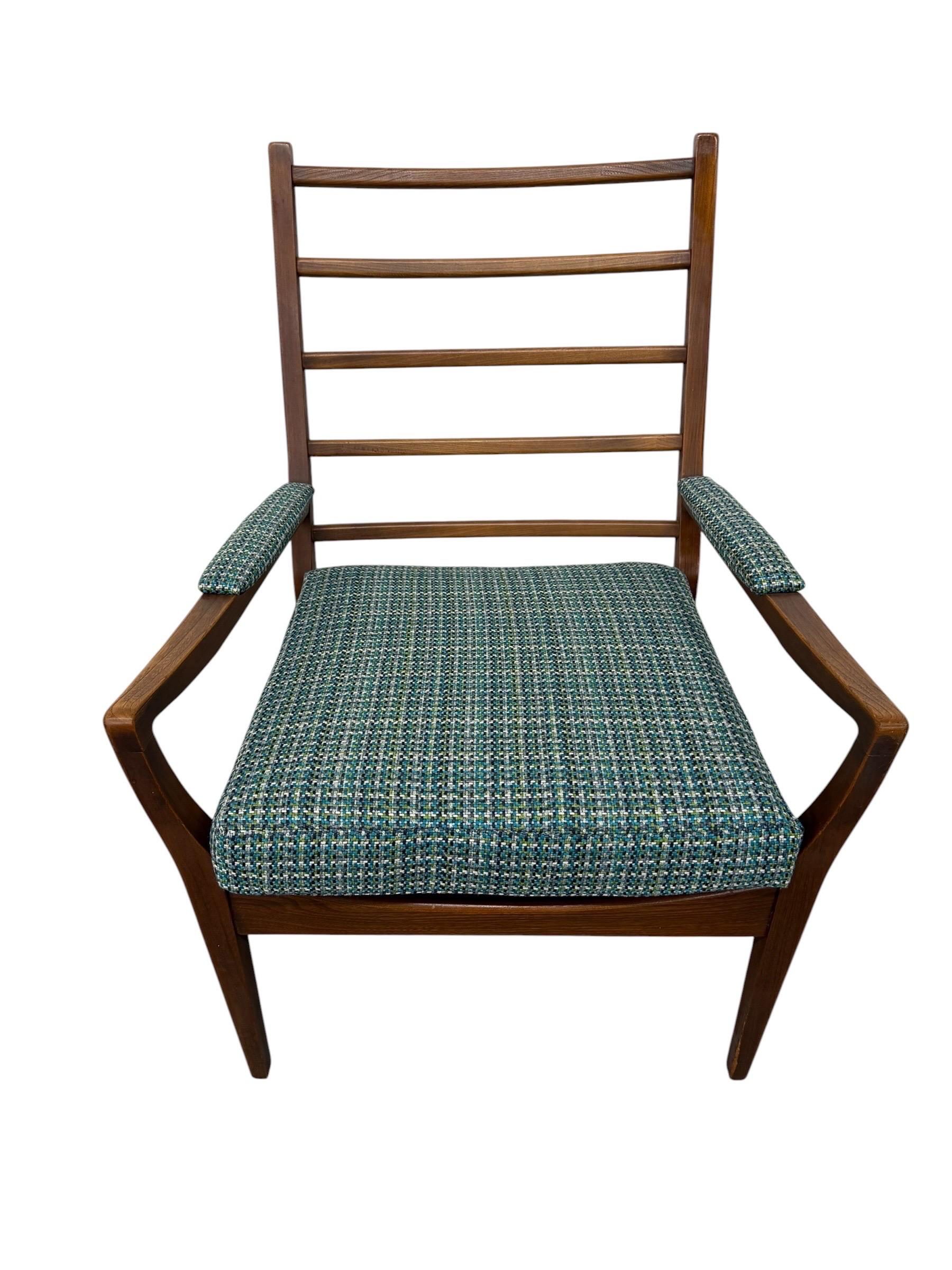 Mid-Century Danish Modern Teak Ladder Back Arm Chair - Restored! - Image 7