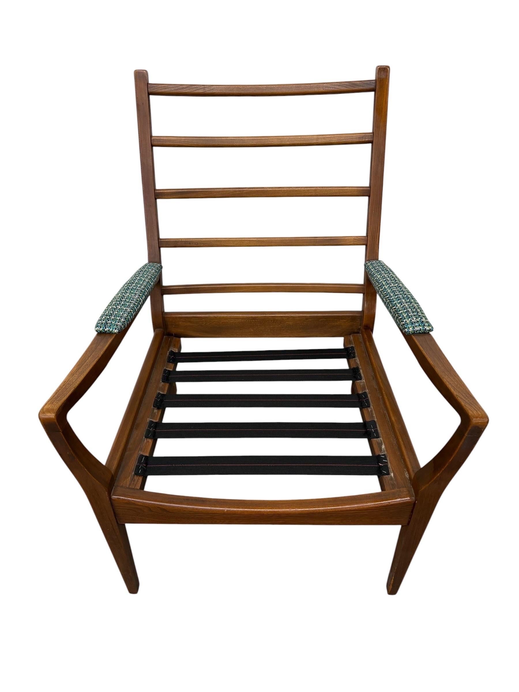 Mid-Century Danish Modern Teak Ladder Back Arm Chair - Restored! - Image 8