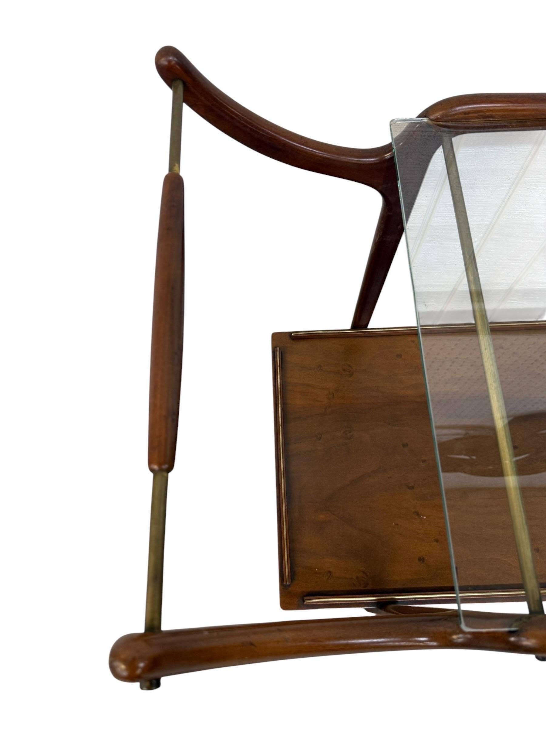 Mid-Century Italian Modern Walnut Serving Cart - Image 5