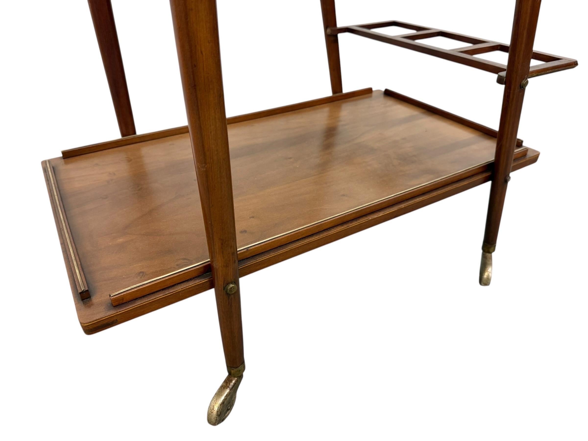 Mid-Century Italian Modern Walnut Serving Cart - Image 7