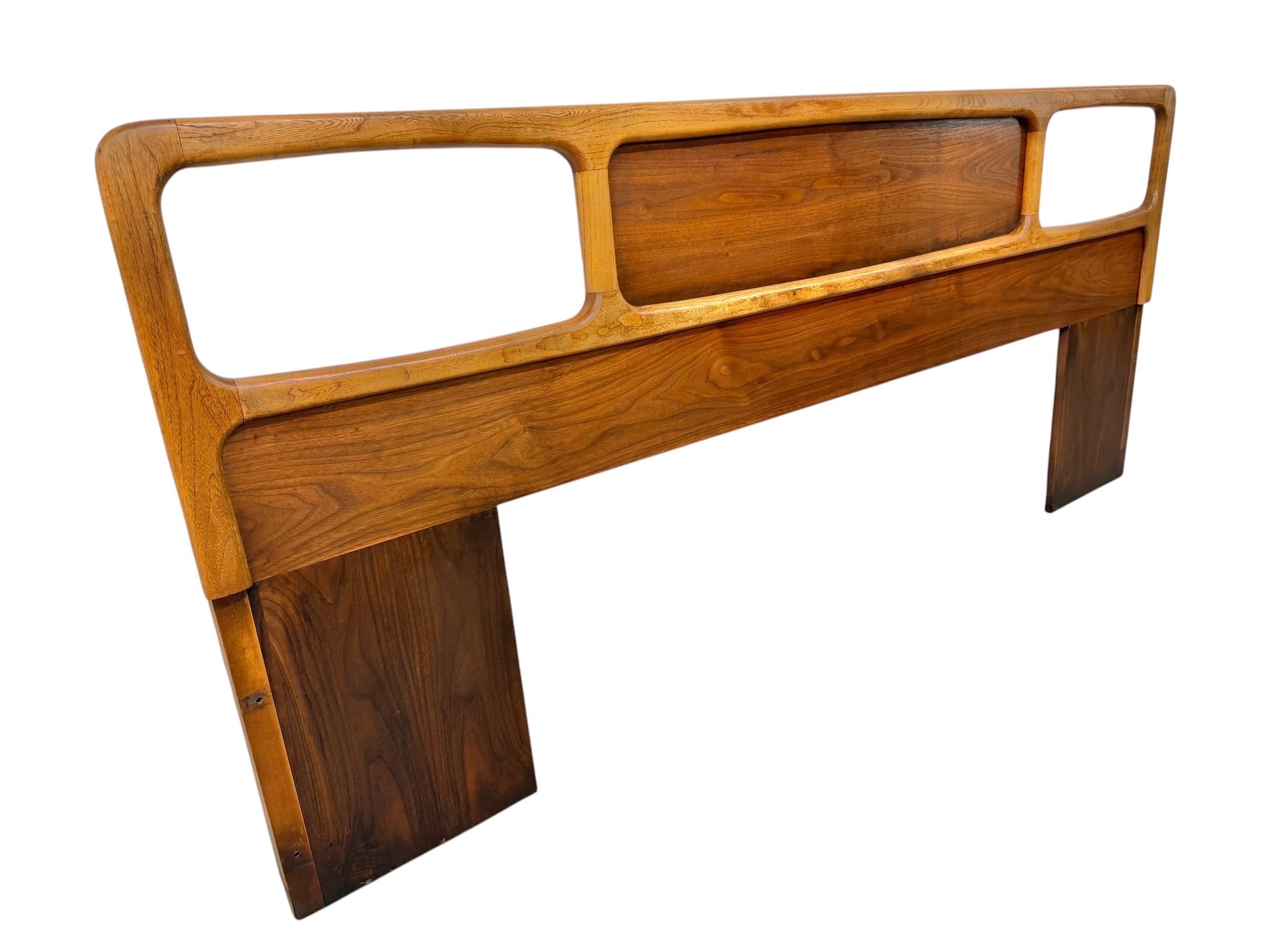 Mid-Century Modern Lane King Size Walnut Headboard - Image 2