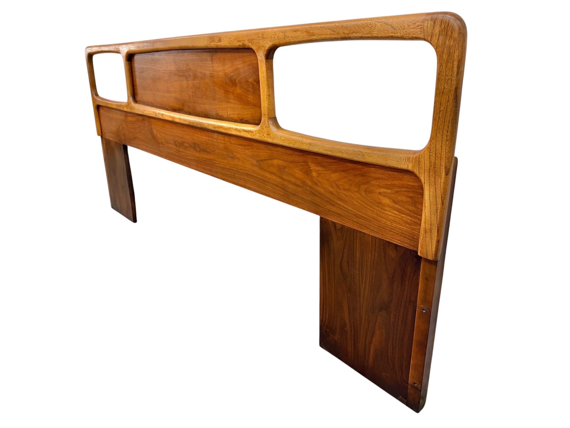 Mid-Century Modern Lane King Size Walnut Headboard - Image 3