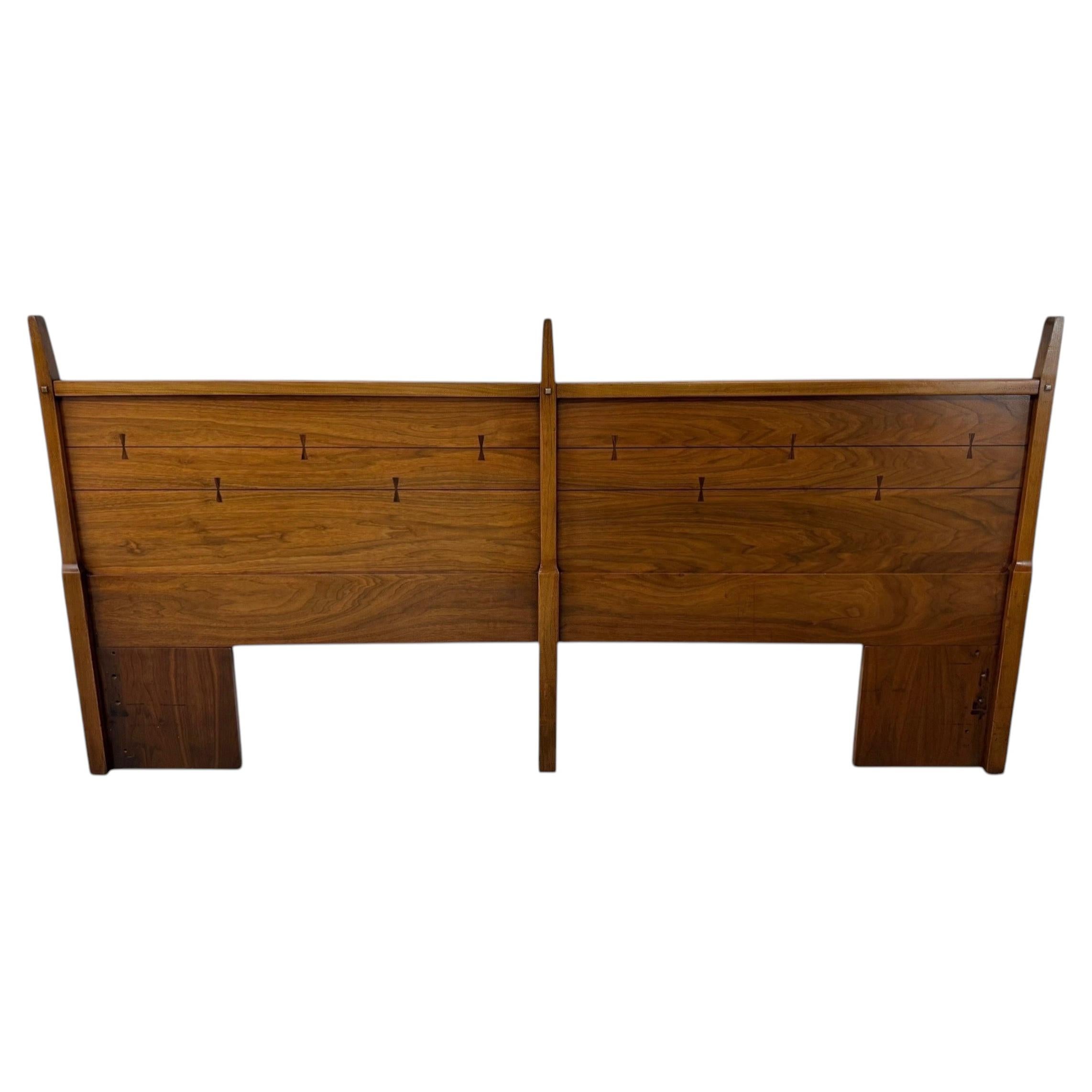 Mid-Century Modern Lane Tuxedo King Size Walnut Headboard - Refinished!
