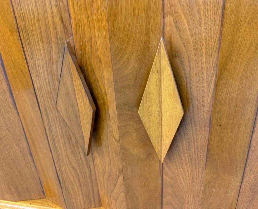 Mid-Century Modern Walnut & Cane 2-Piece Tambour Hutch - Image 10