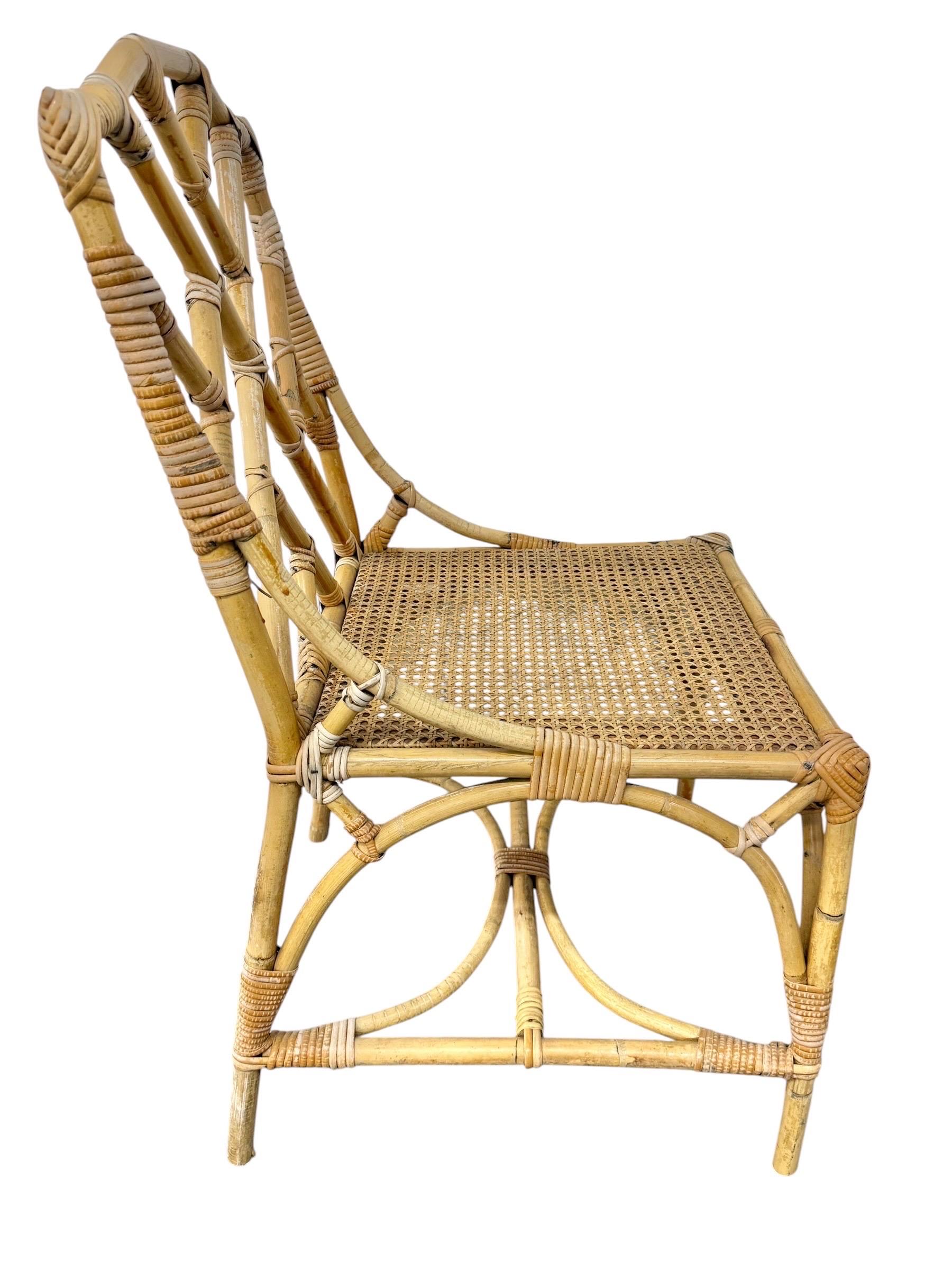 Vintage 5-Piece Bamboo Glass Dining Table & Chairs - Image 10