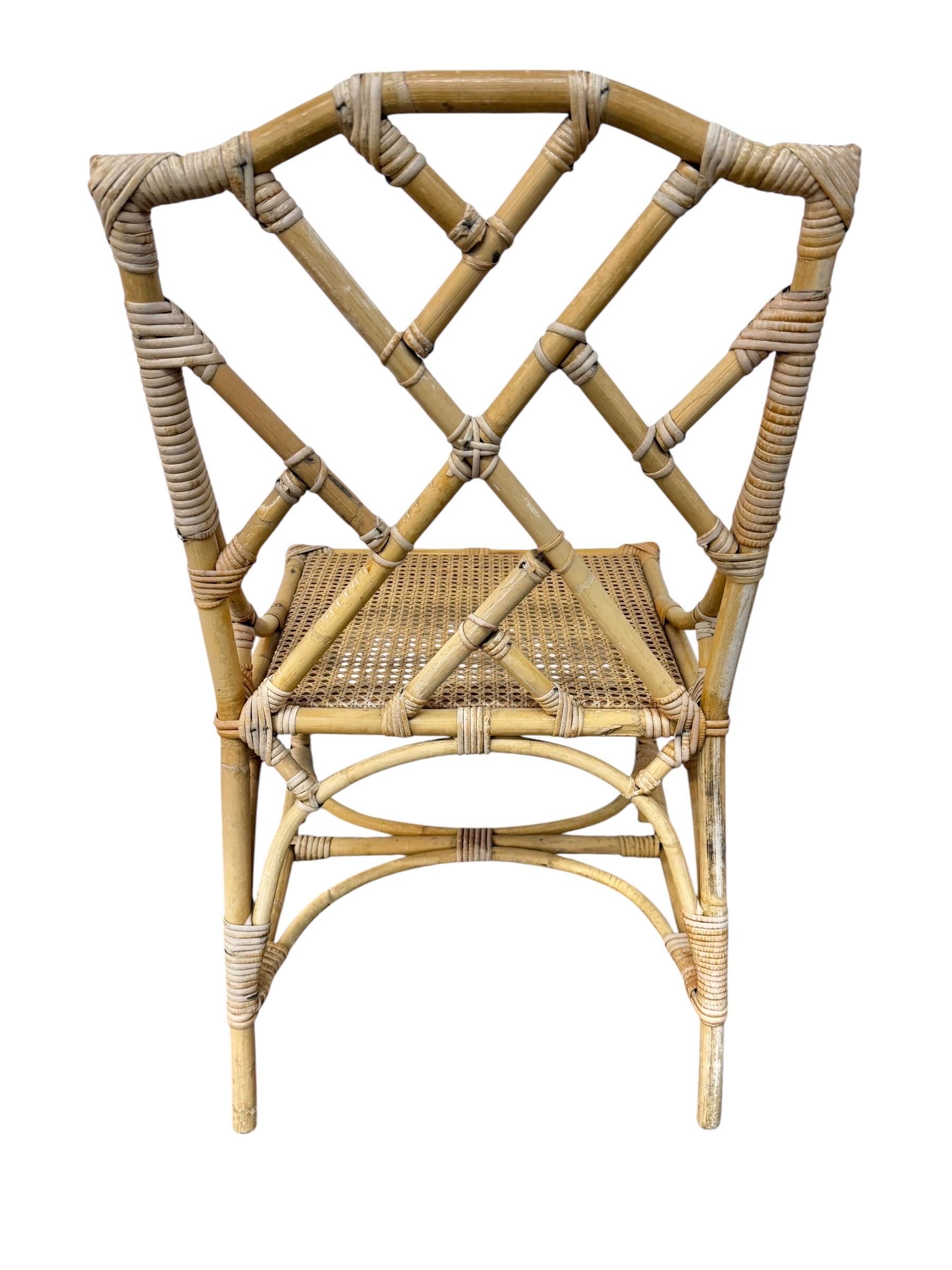 Vintage 5-Piece Bamboo Glass Dining Table & Chairs - Image 11