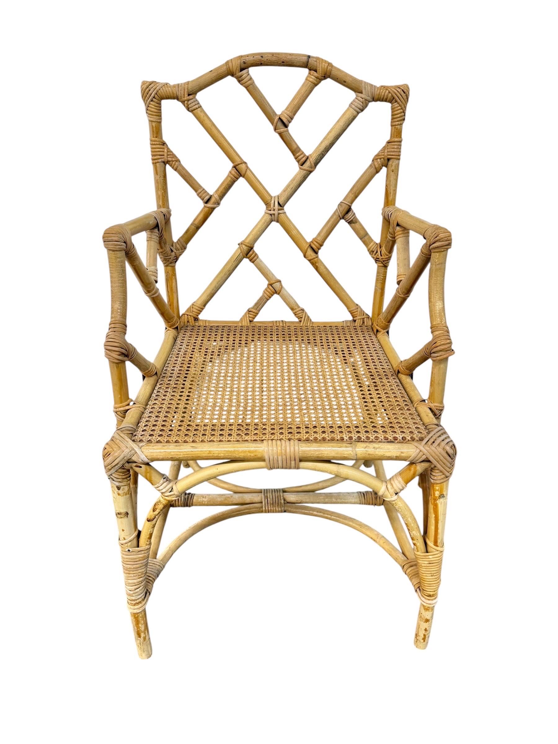 Vintage 5-Piece Bamboo Glass Dining Table & Chairs - Image 12