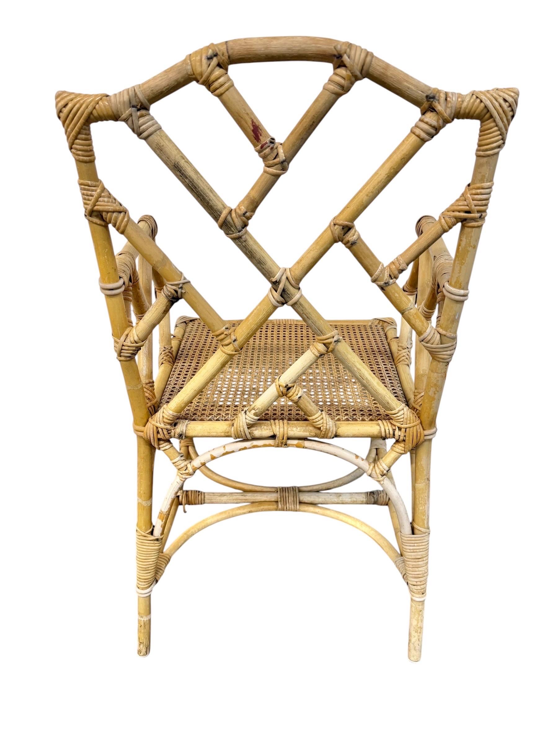 Vintage 5-Piece Bamboo Glass Dining Table & Chairs - Image 14