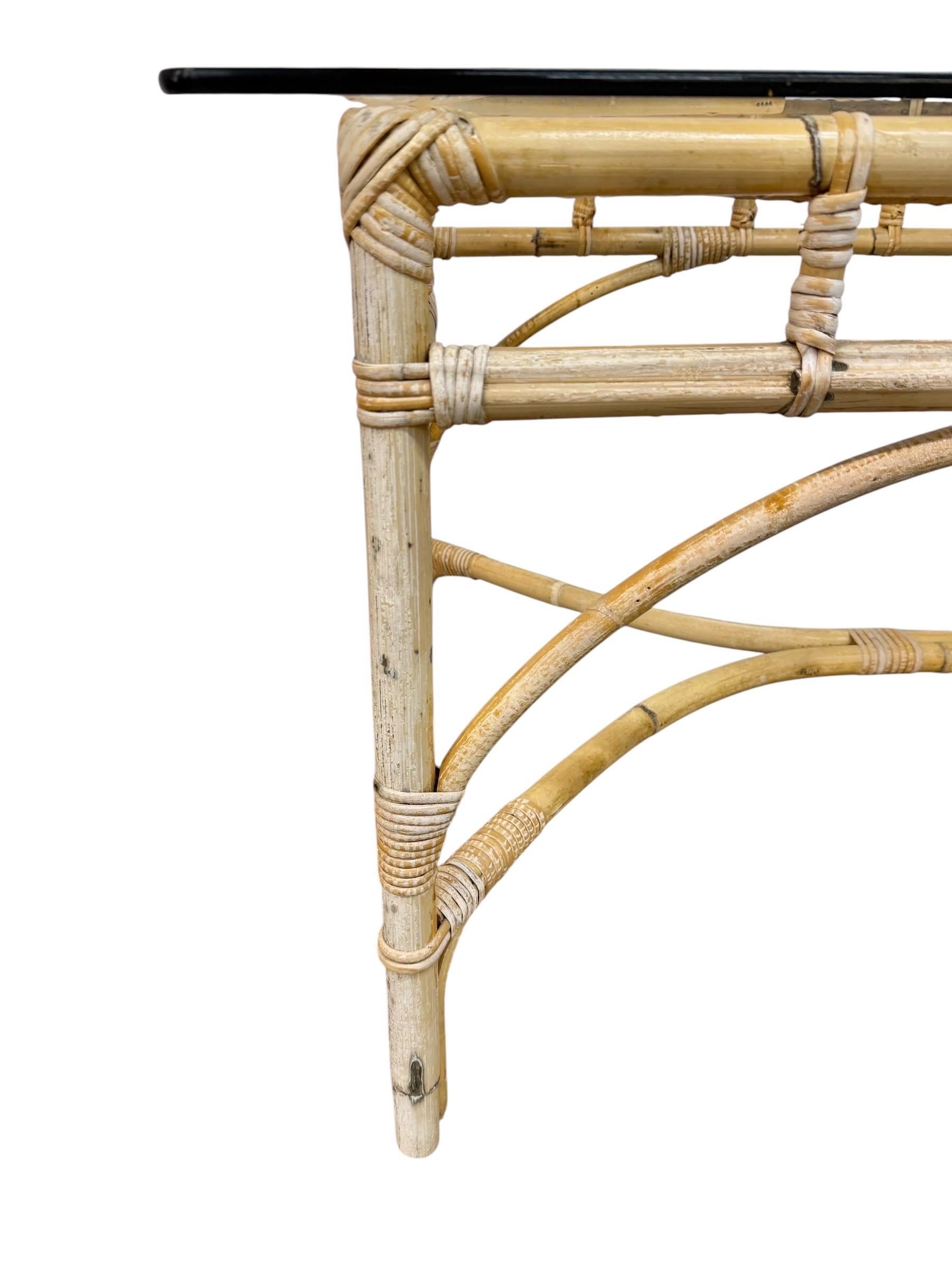 Vintage 5-Piece Bamboo Glass Dining Table & Chairs - Image 6
