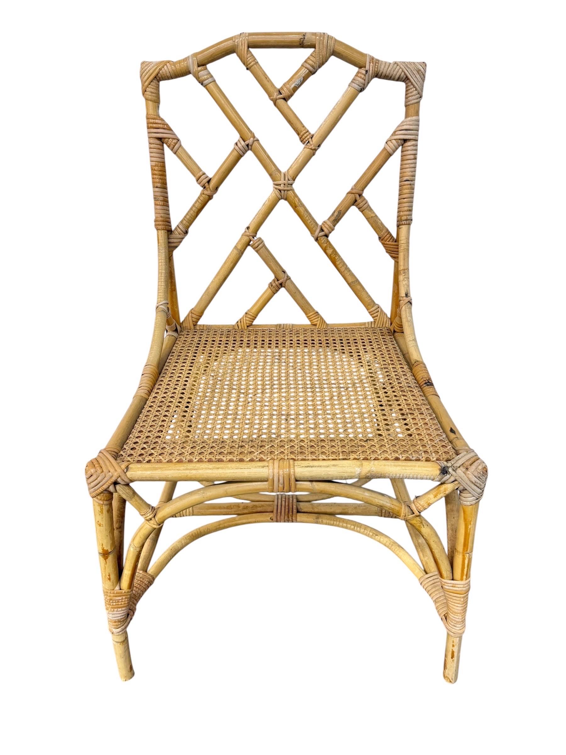 Vintage 5-Piece Bamboo Glass Dining Table & Chairs - Image 9